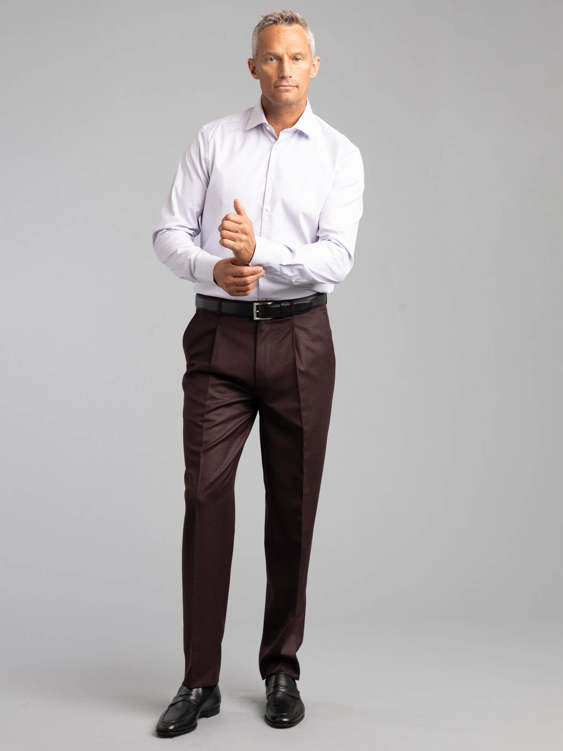 Light Red Houndstooth Twill Shirt