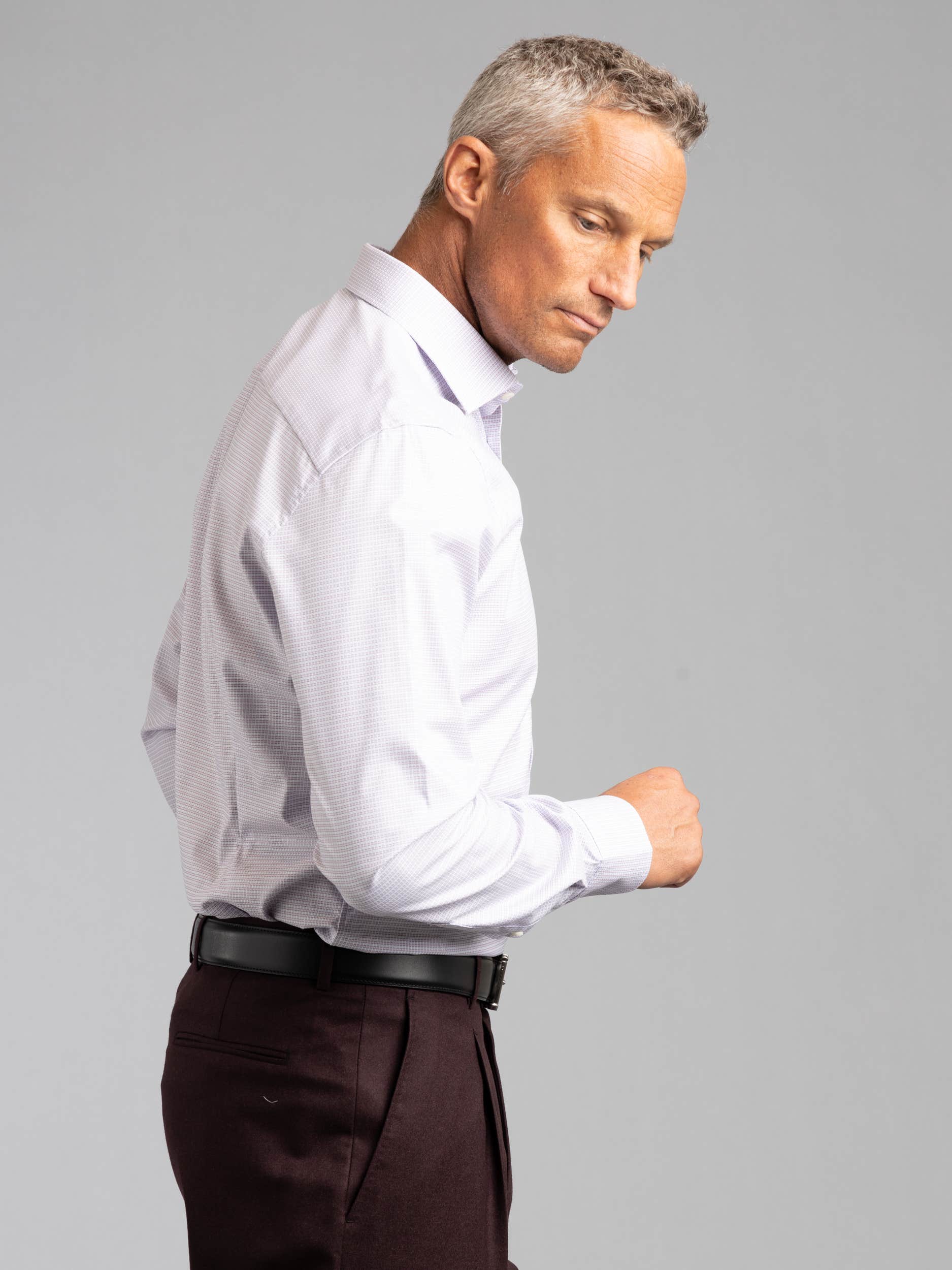 Light Red Houndstooth Twill Shirt