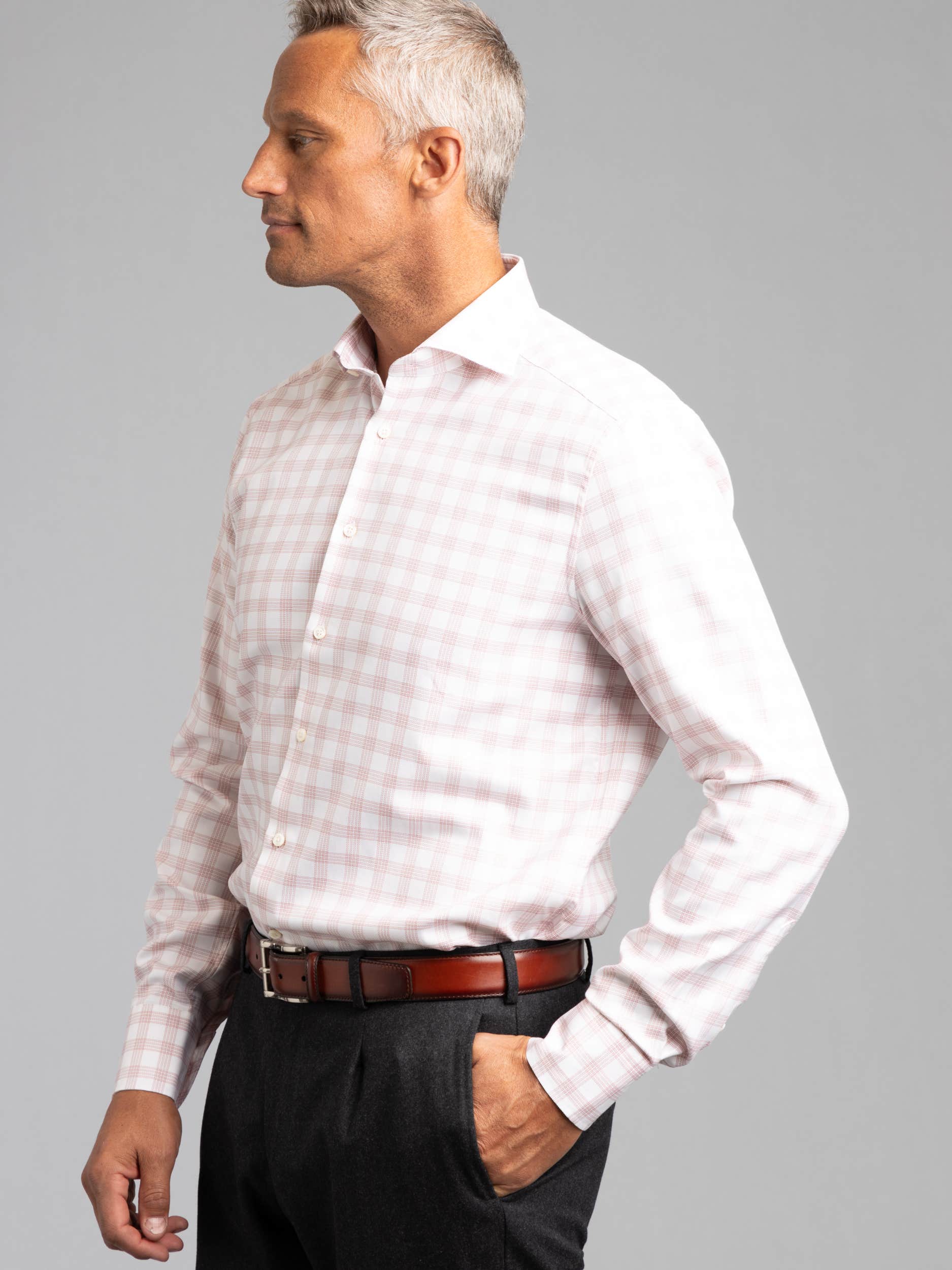 Light Pink Plaid Dress Shirt