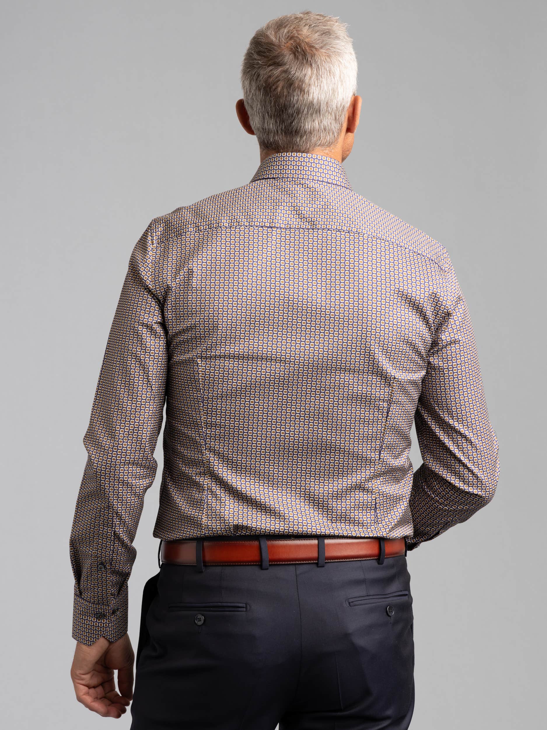 Red/Navy Circle Pattern Dress Shirt