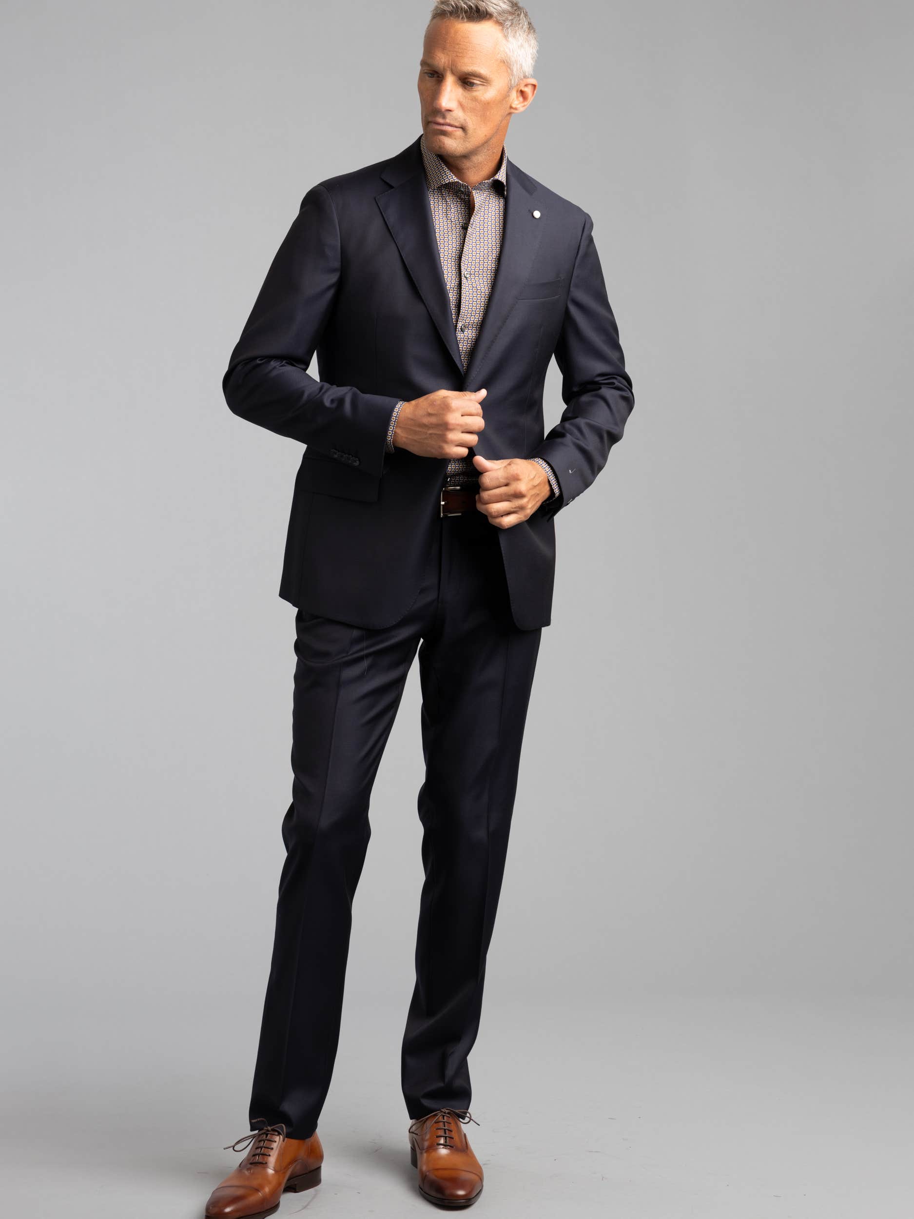 Red/Navy Circle Pattern Dress Shirt