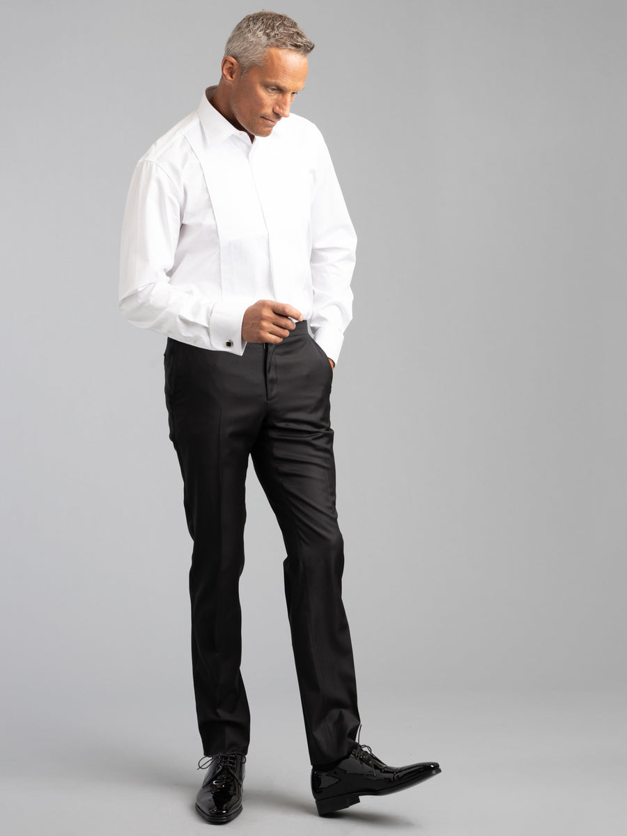 White Subtle Sheen Tuxedo Premium Giza Shirt – The Foomer