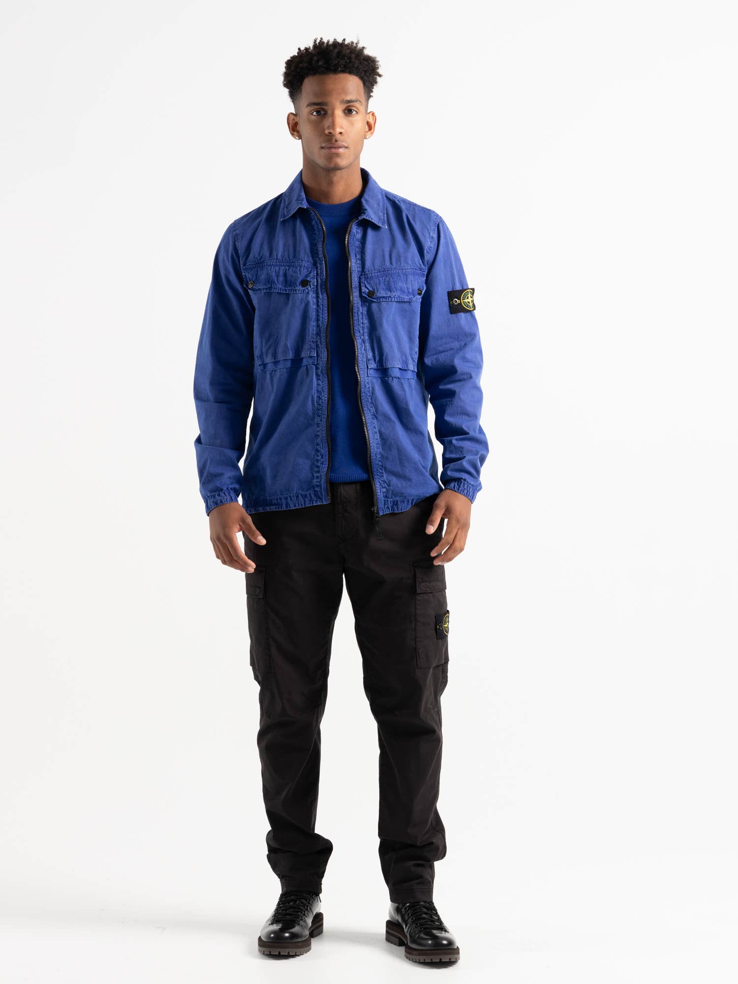 Blue Garment Dyed Cotton Overshirt