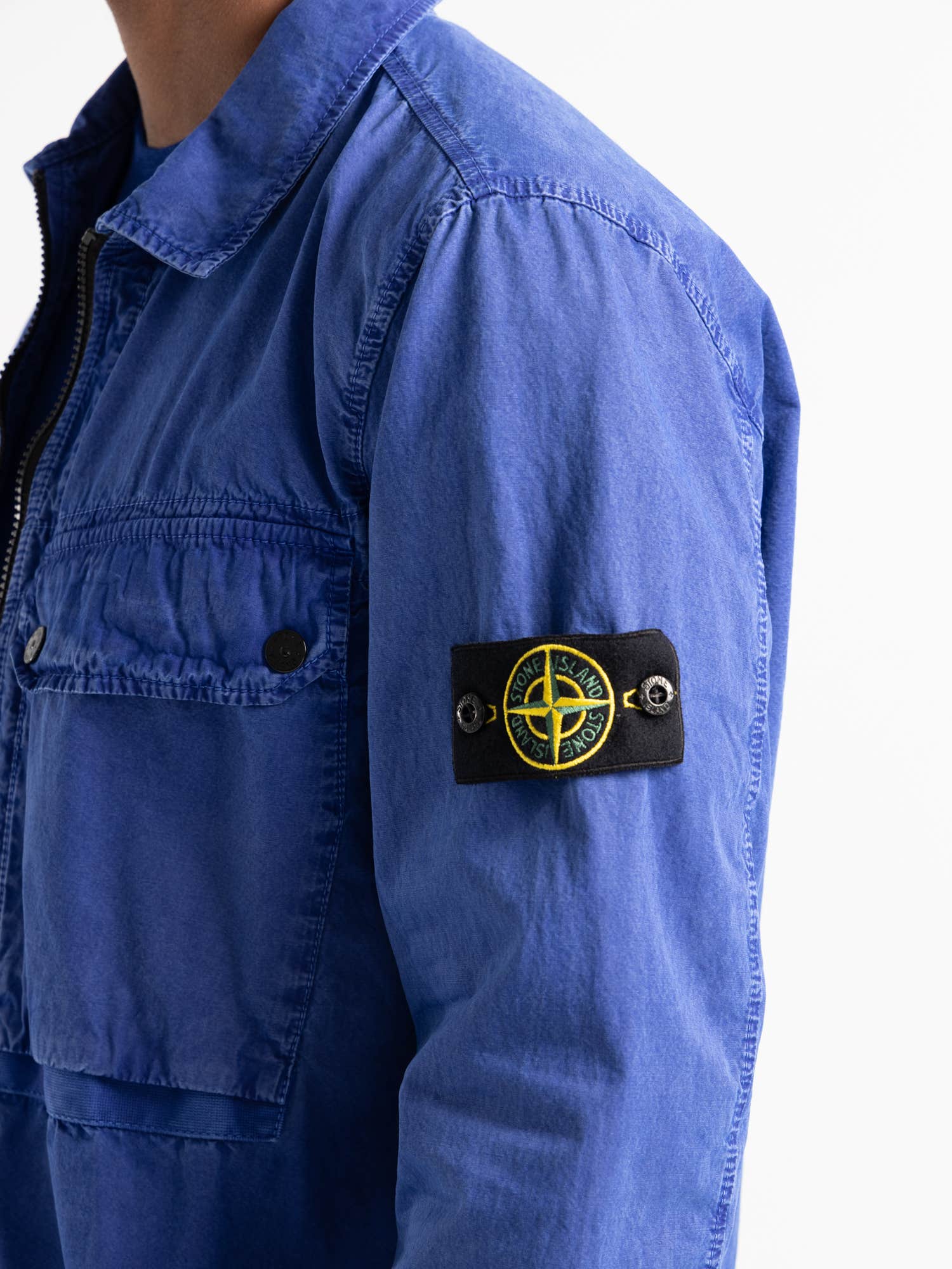 Blue Garment Dyed Cotton Overshirt