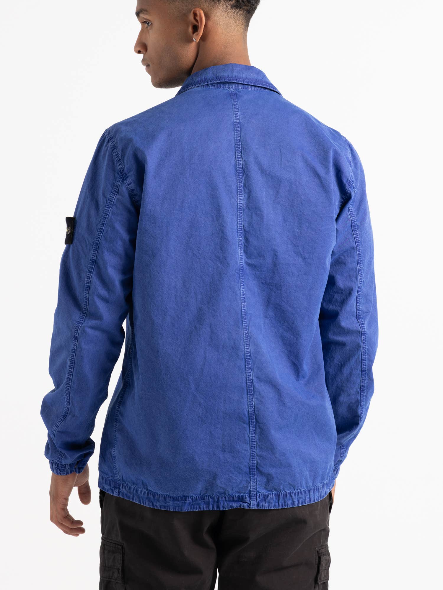 Blue Garment Dyed Cotton Overshirt