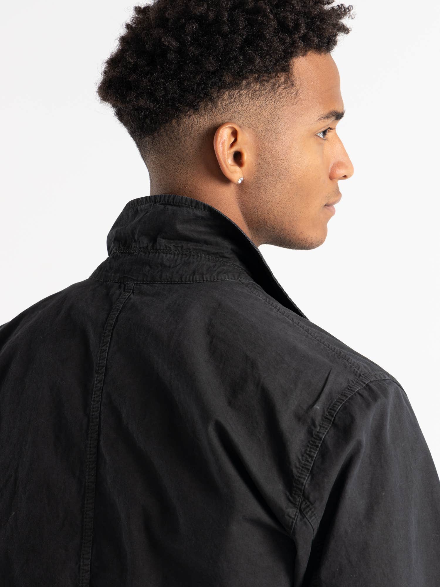 Black Garment Dyed Cotton Overshirt