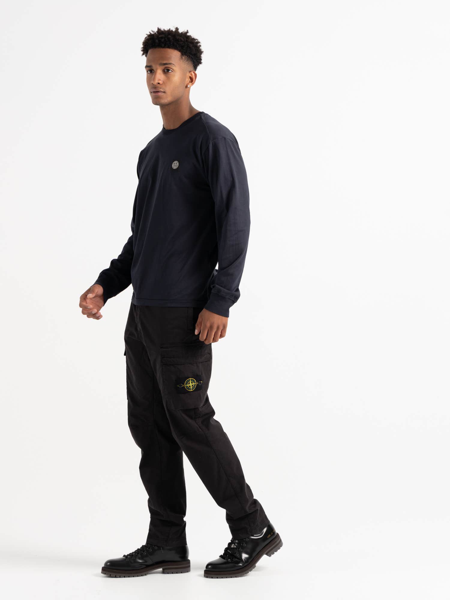 Navy Cotton Long Sleeve T-Shirt