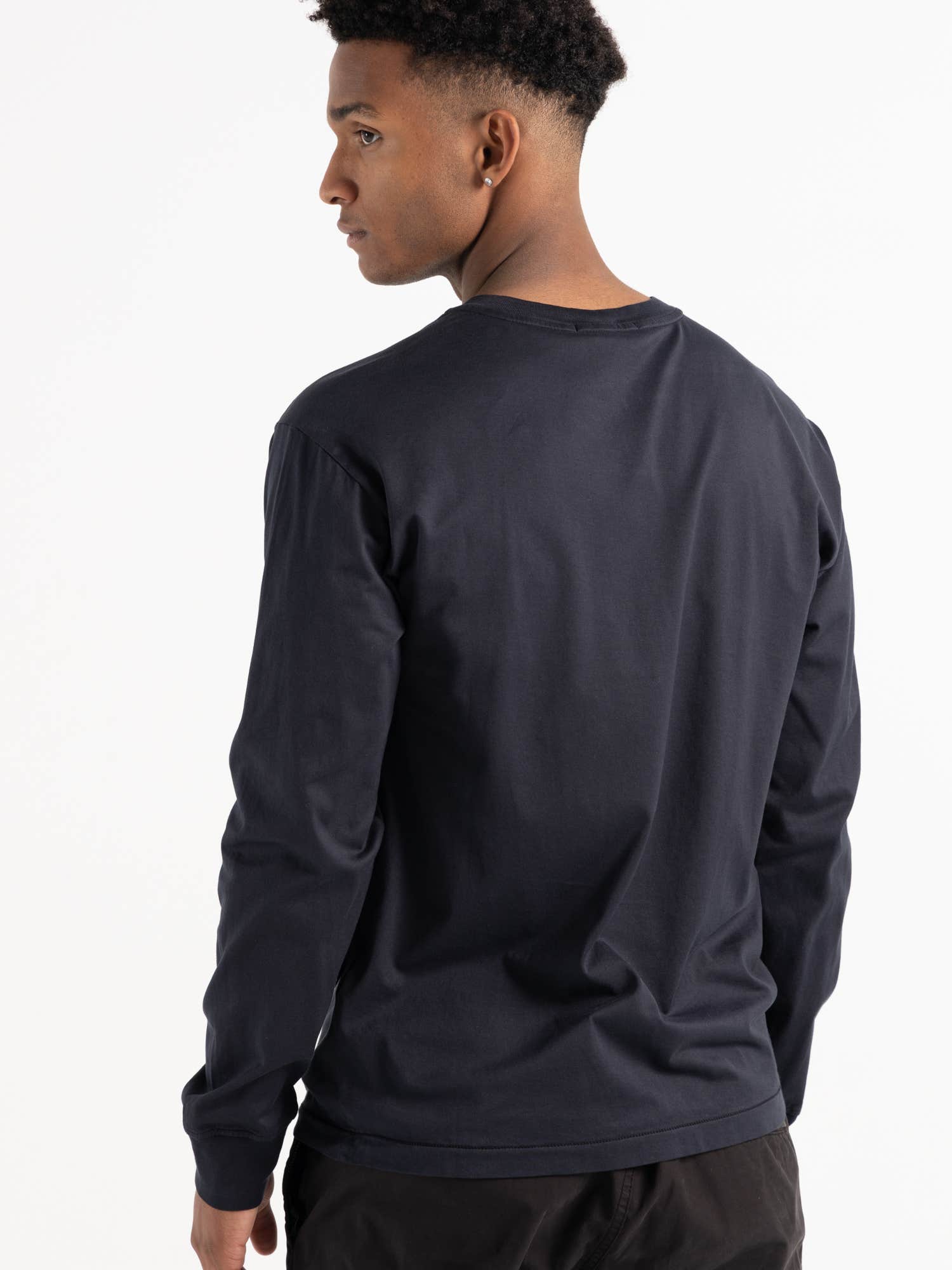 Navy Cotton Long Sleeve T-Shirt