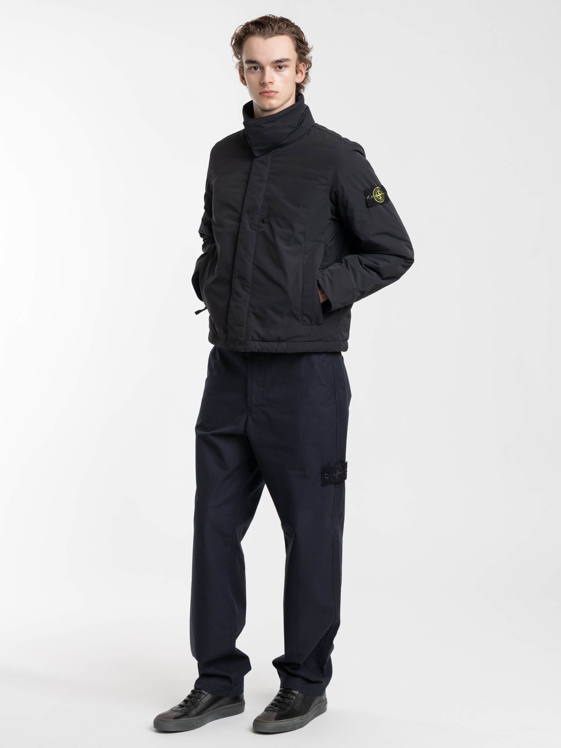 Black Micro Twill Padded Hooded Jacket