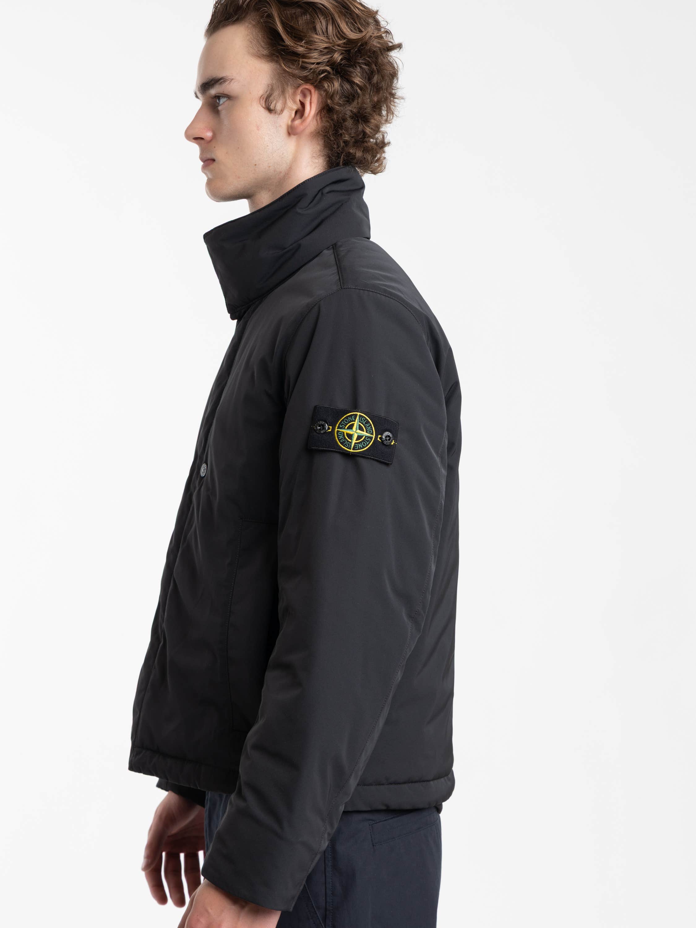 Black Micro Twill Padded Hooded Jacket