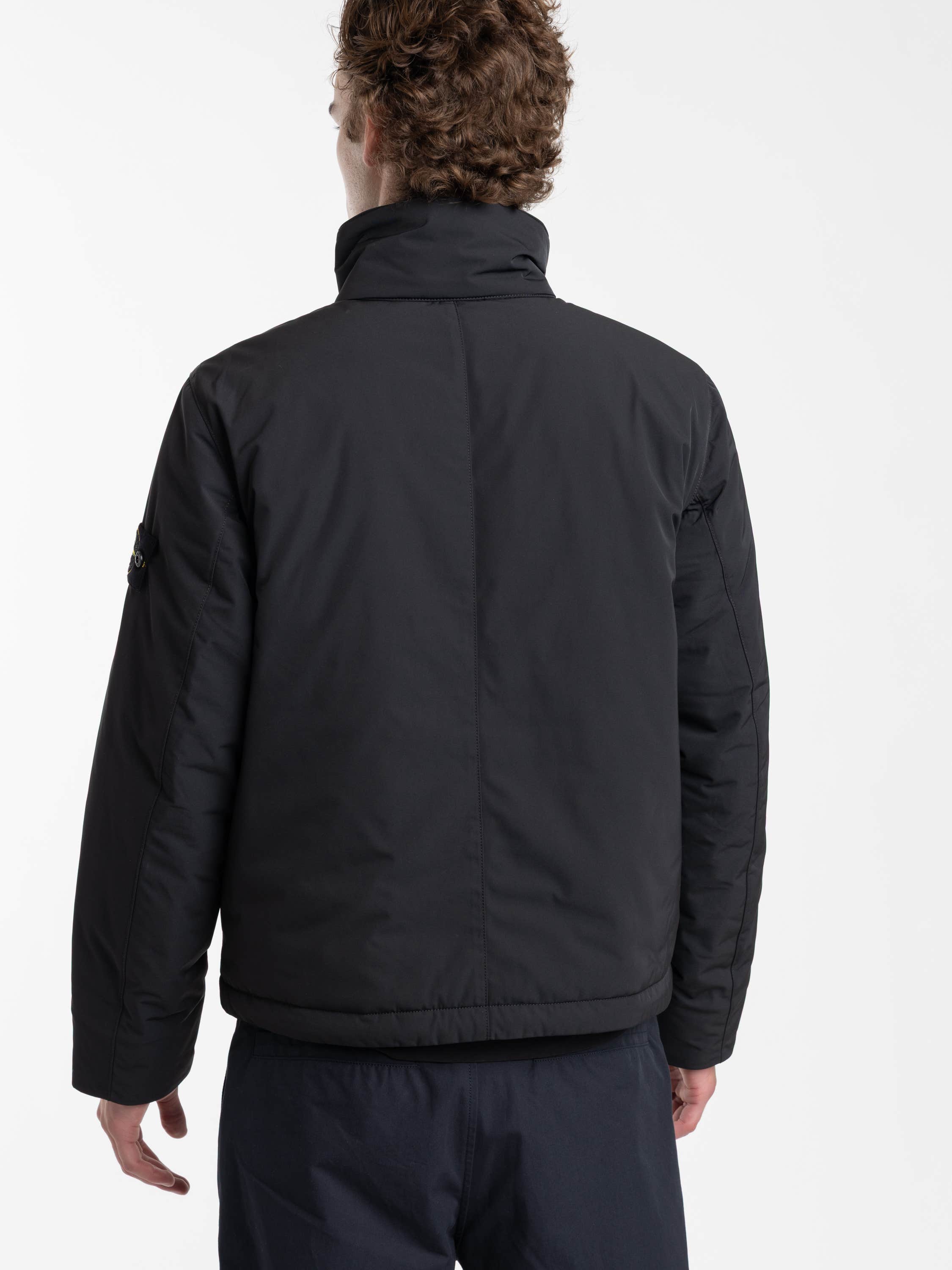 Black Micro Twill Padded Hooded Jacket