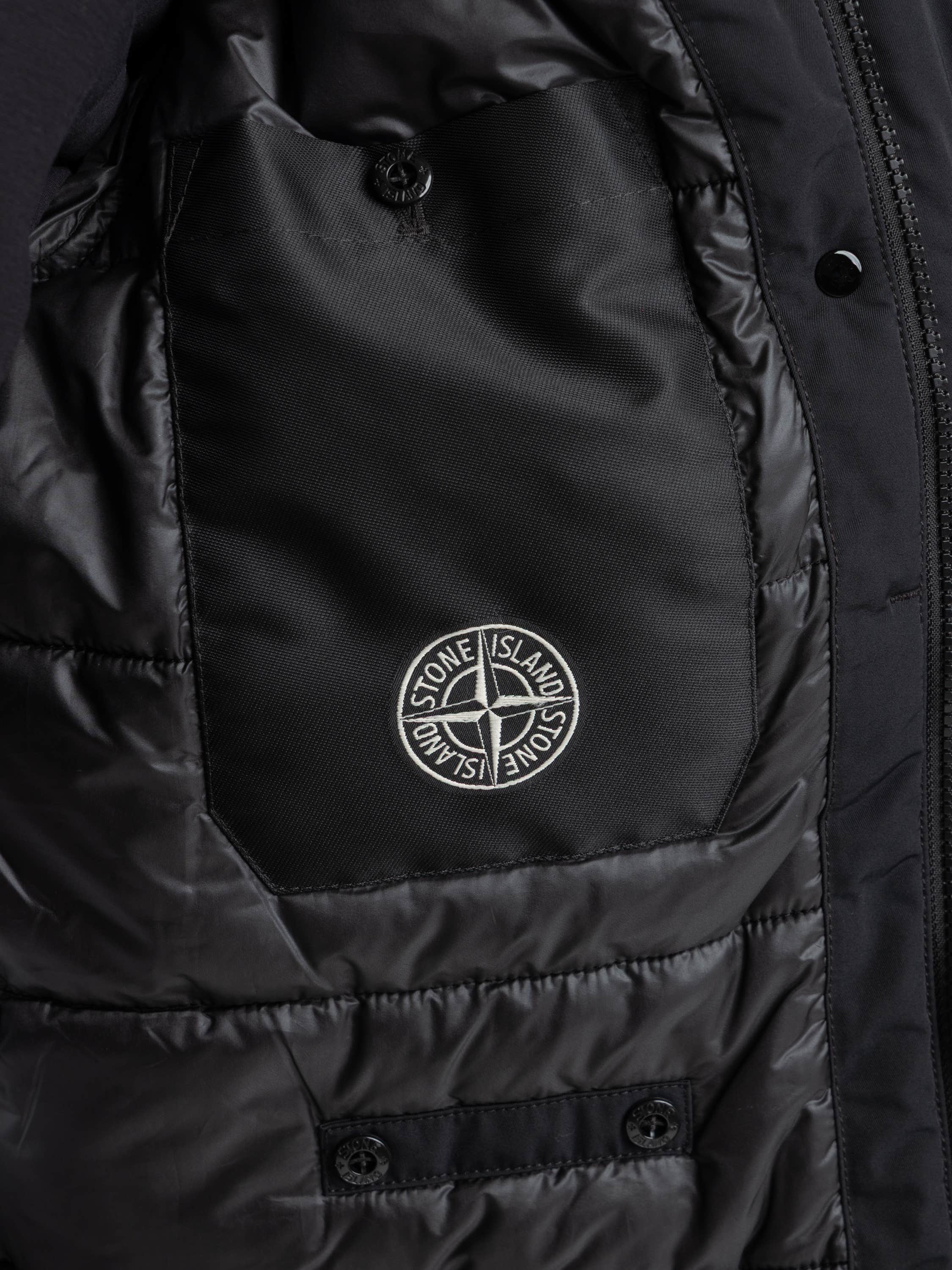 Black Micro Twill Padded Hooded Jacket