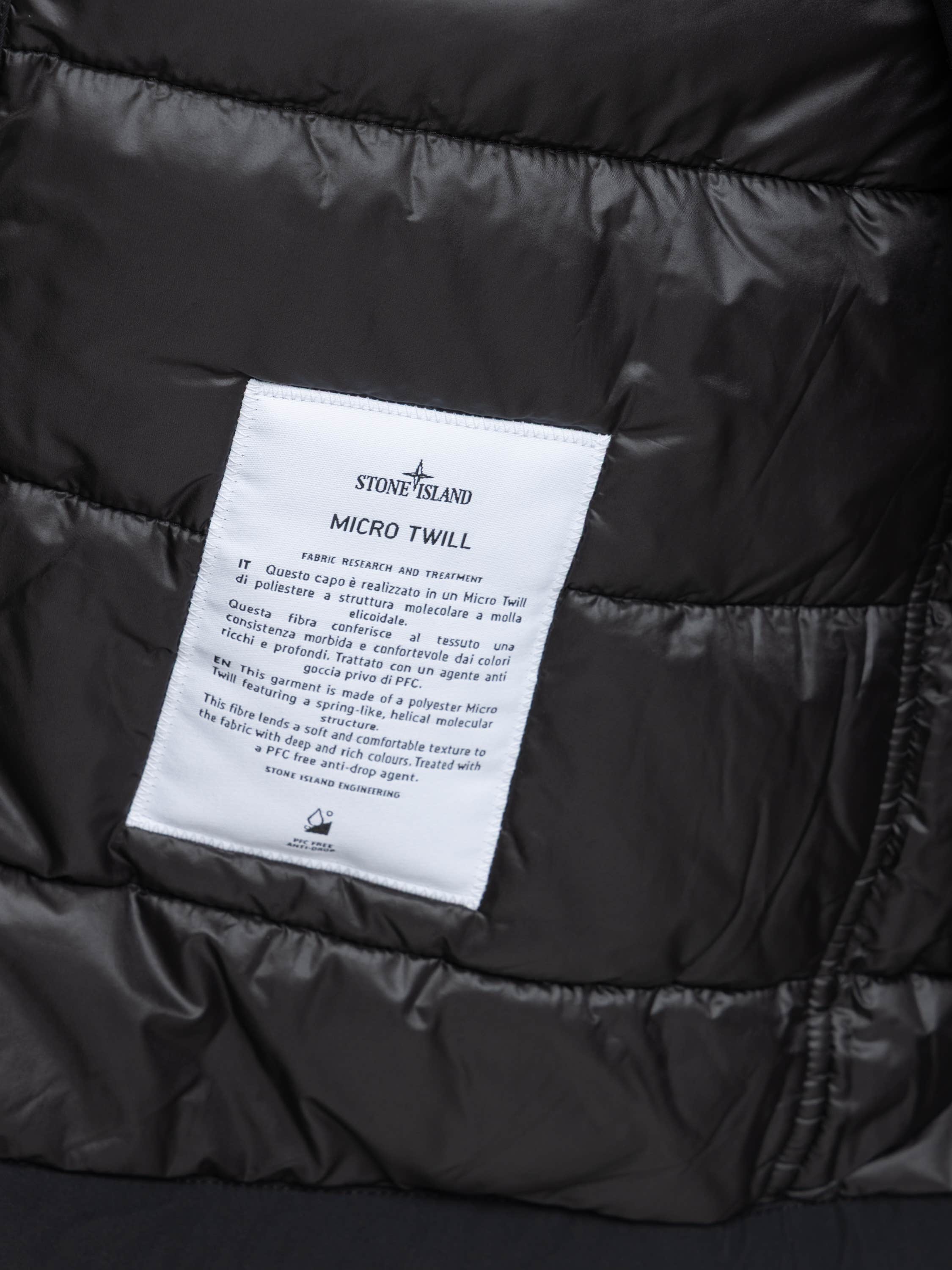 Black Micro Twill Padded Hooded Jacket