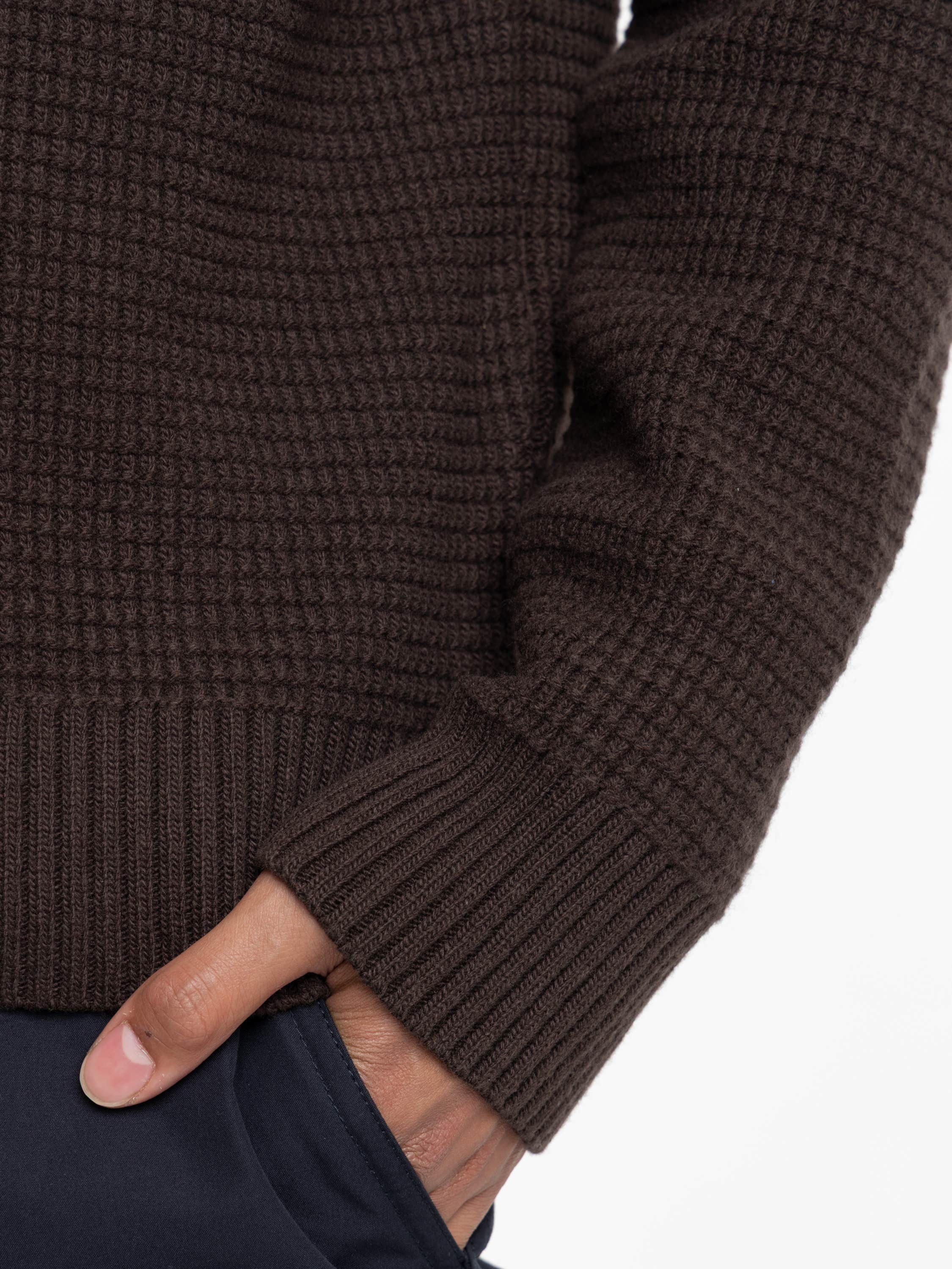 Brown Zip Up Wool Ghost Sweater