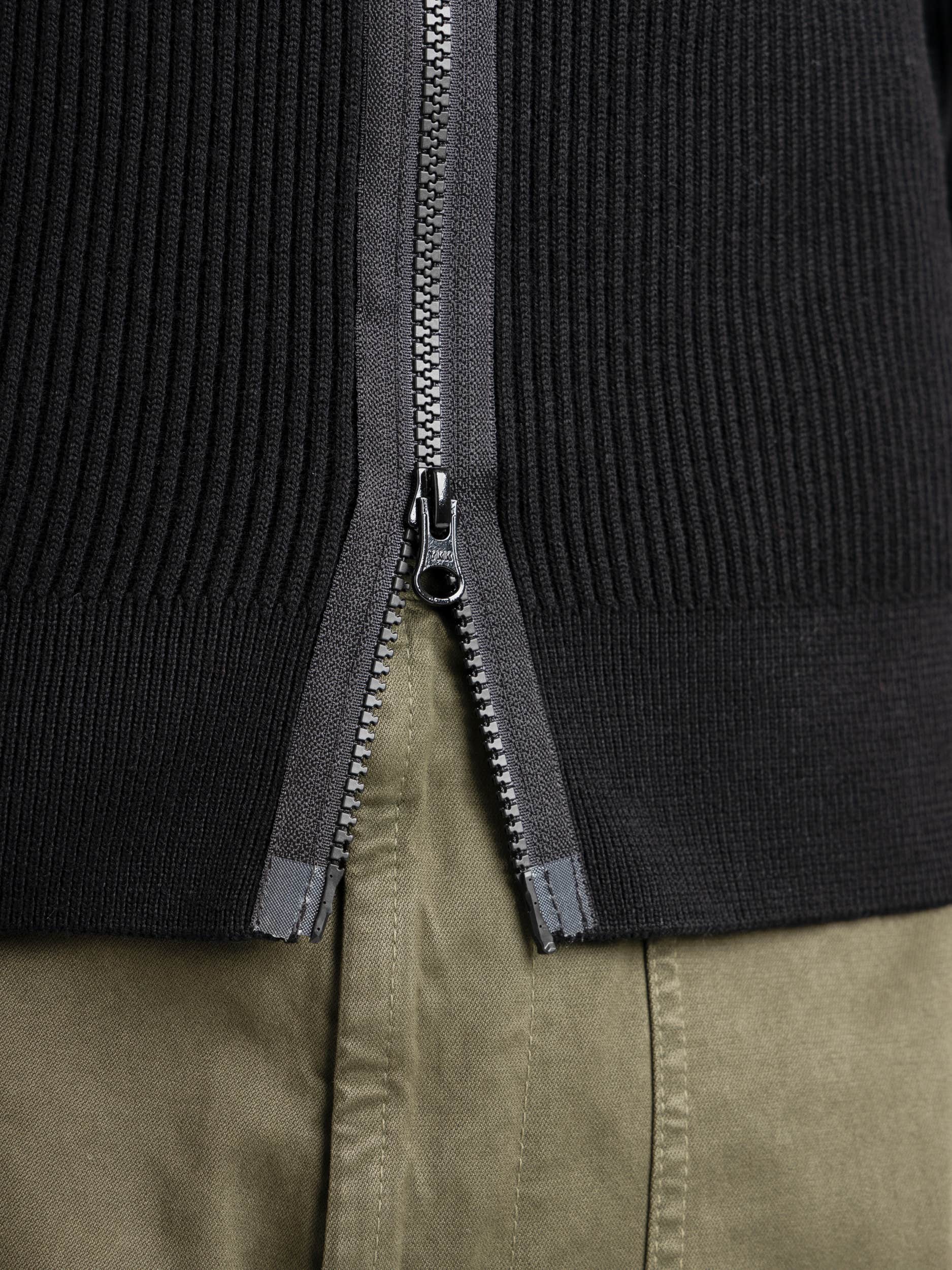 Black Two-Way Full Zipper Knit Jacket
