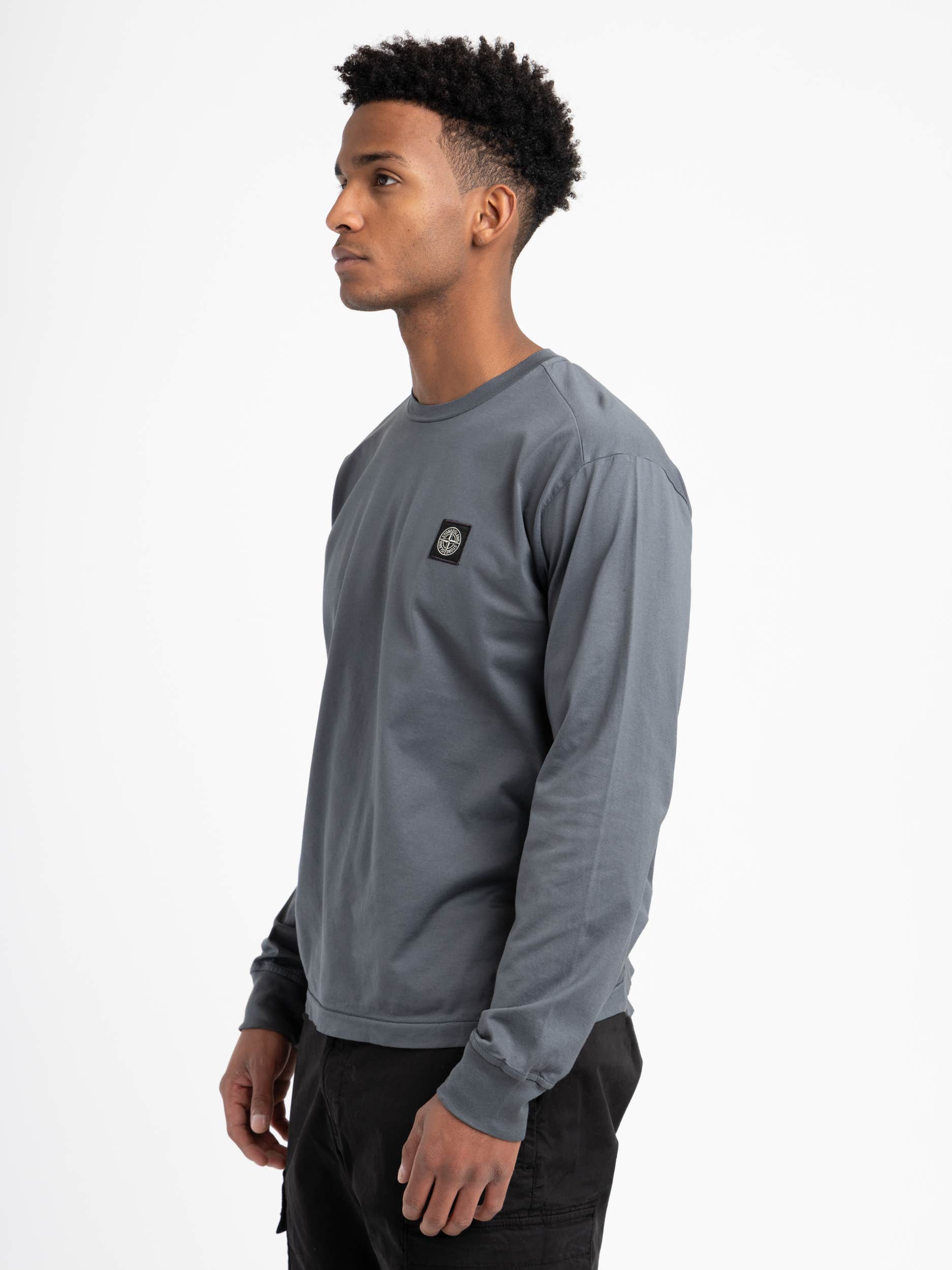 Grey Long-Sleeve Crewneck Tee