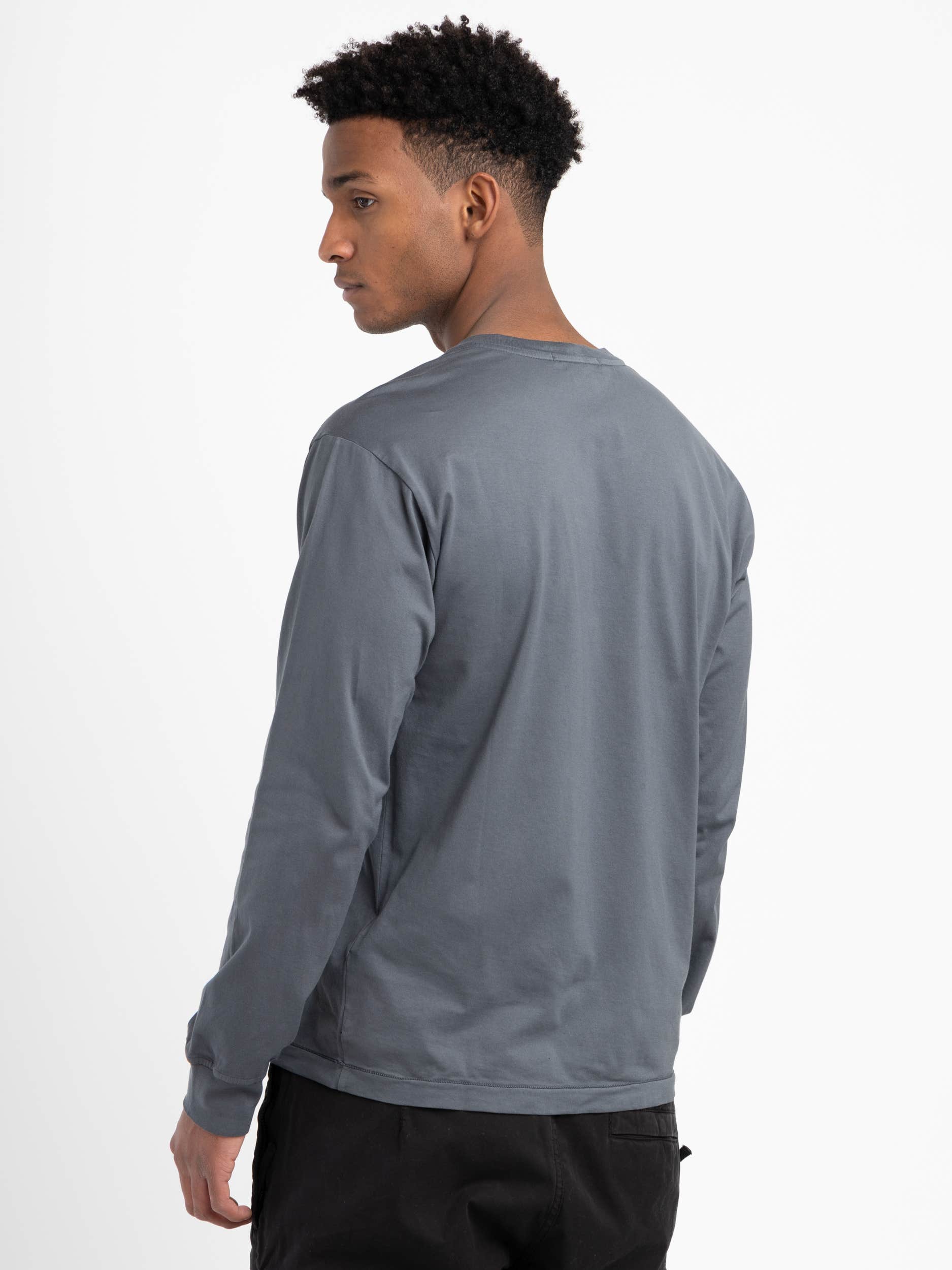 Grey Long-Sleeve Crewneck Tee