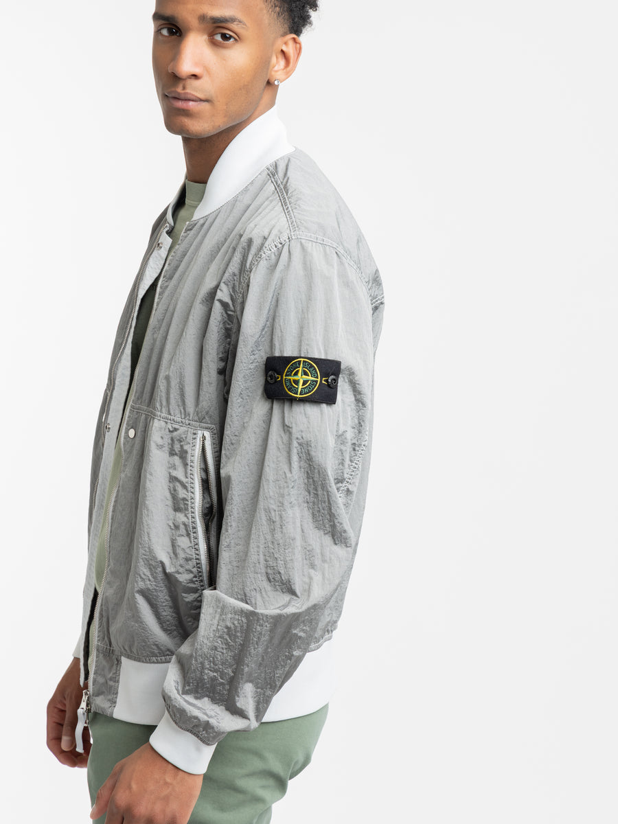 Grey Nylon Metal Bomber Jacket – The Helm Clothing