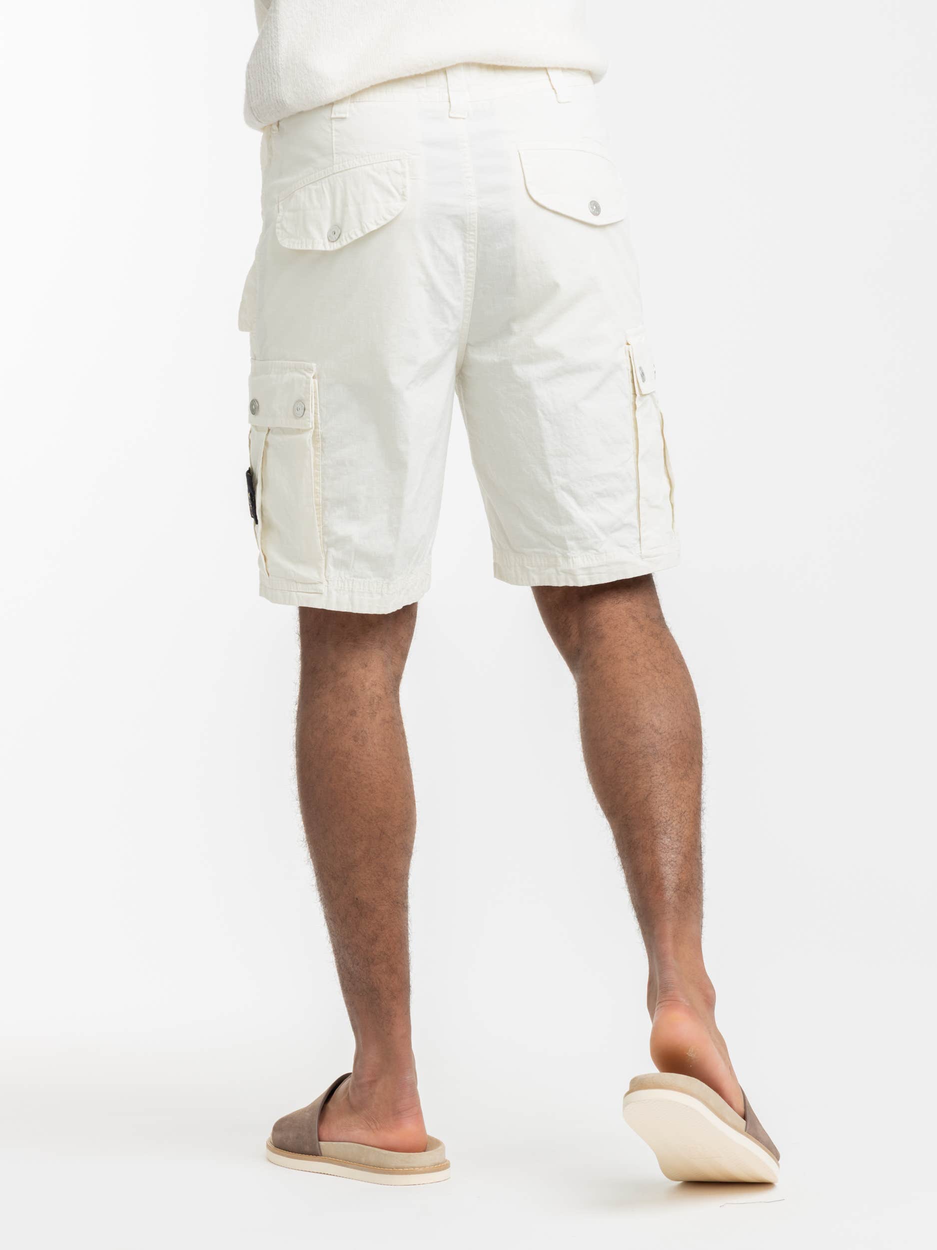 Ivory Ripstop Cotton Cargo Bermuda Short