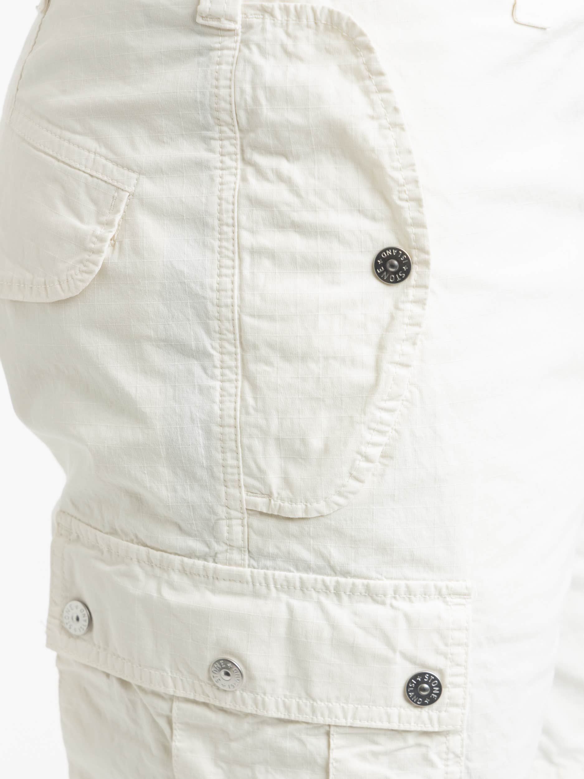 Ivory Ripstop Cotton Cargo Bermuda Short