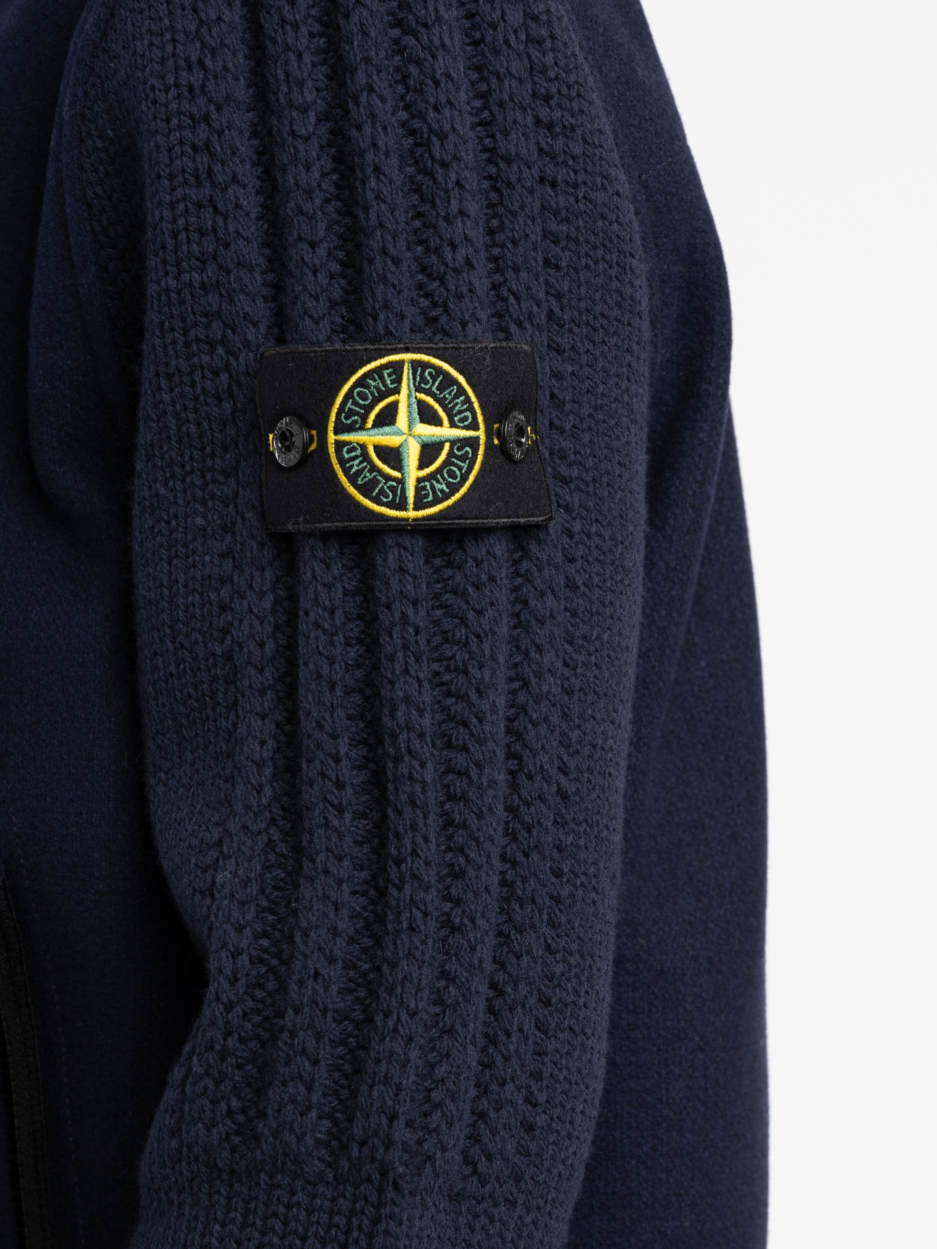 Navy Wool-Blend Hooded Jacket