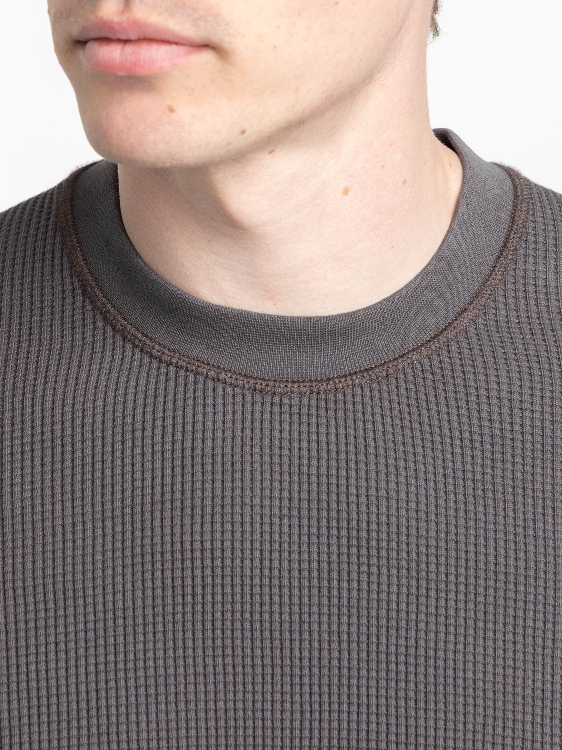 Waffle Cotton Fleece Long Sleeve Shirt