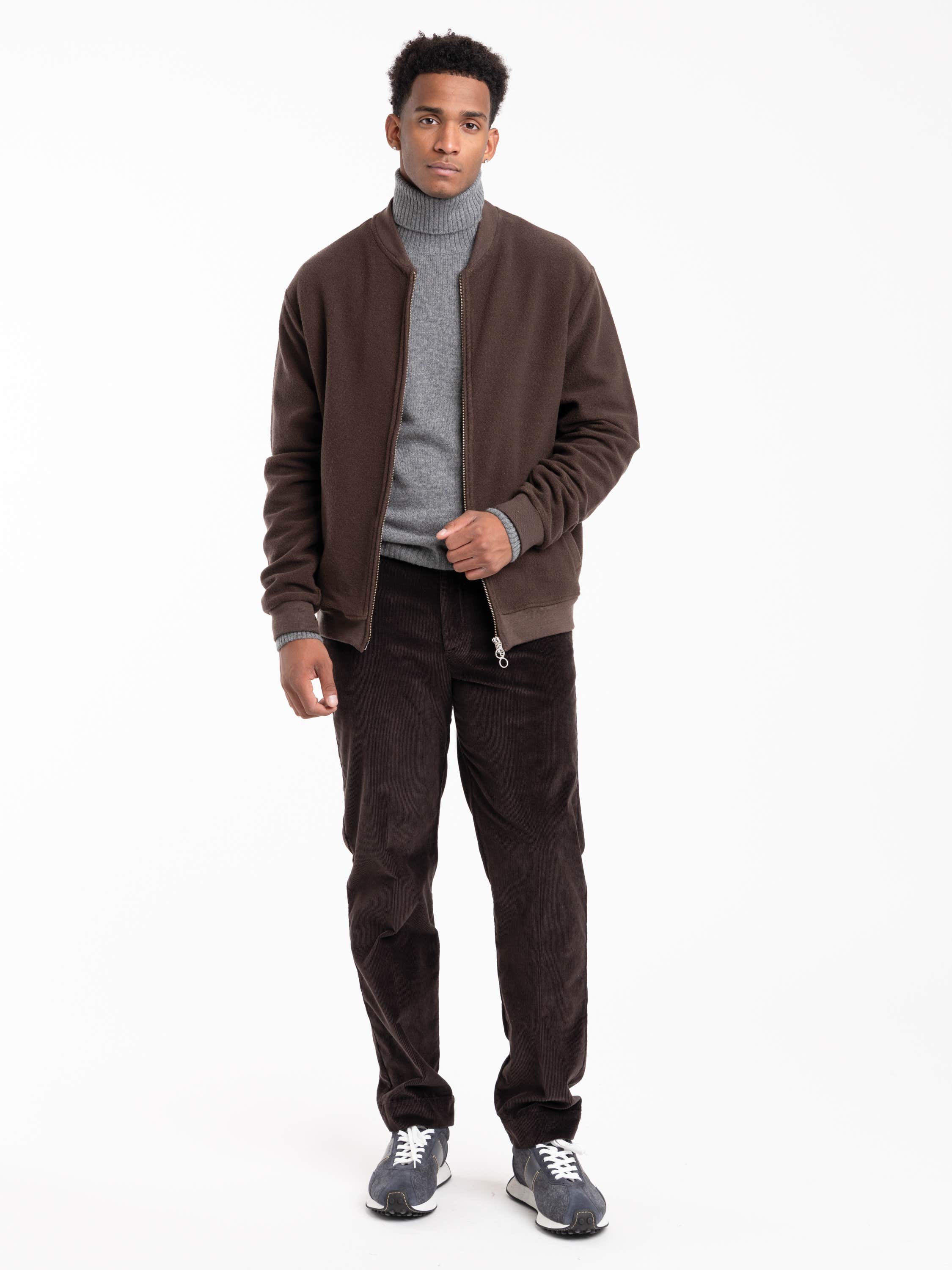 Brown Blouson Wool-Cotton Jacket