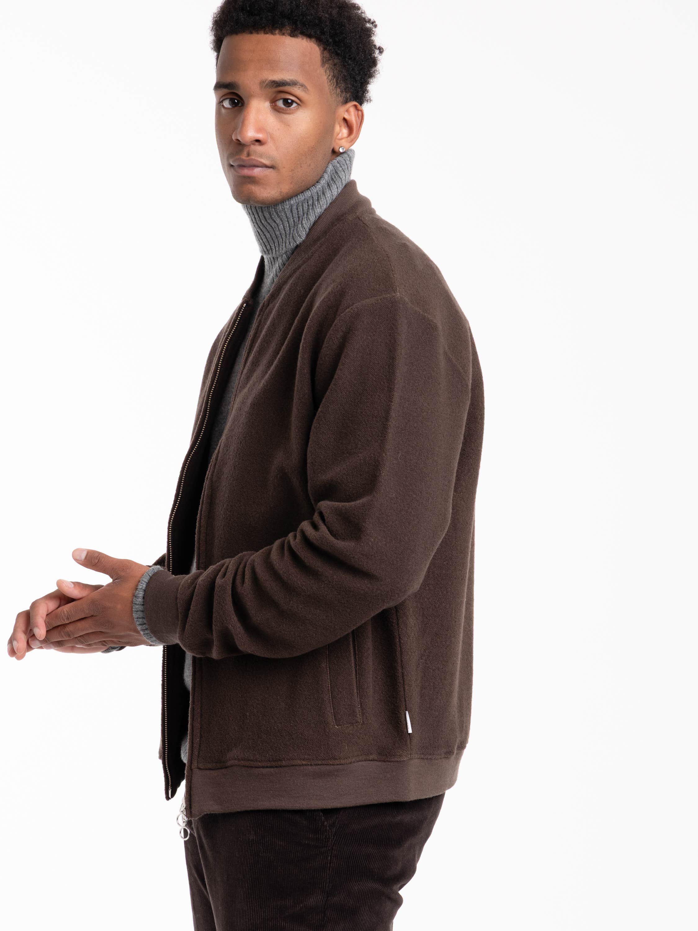 Brown Blouson Wool-Cotton Jacket