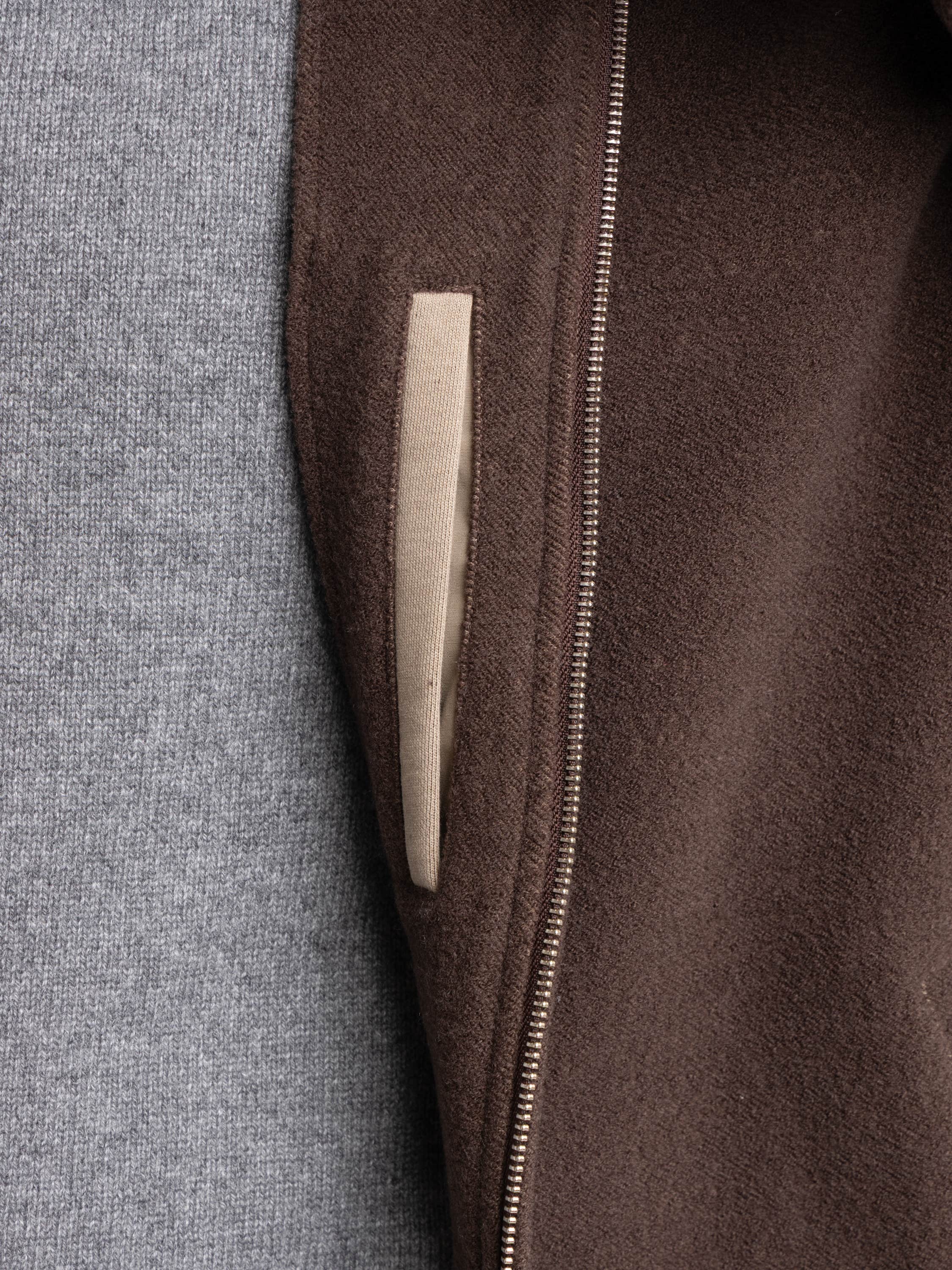 Brown Blouson Wool-Cotton Jacket