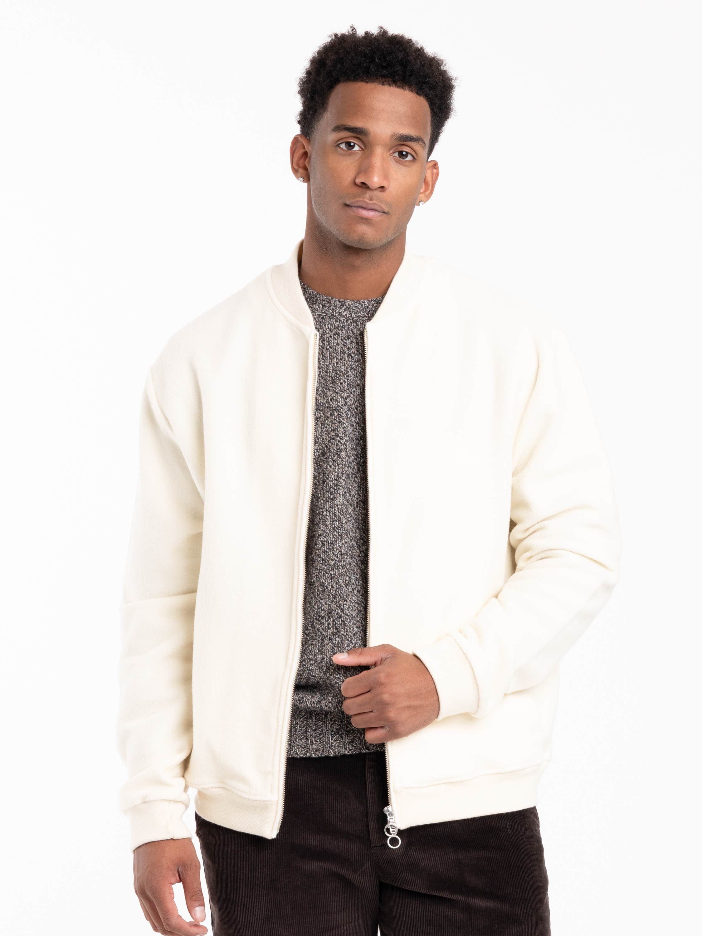 Ivory Blouson Wool-Cotton Jacket