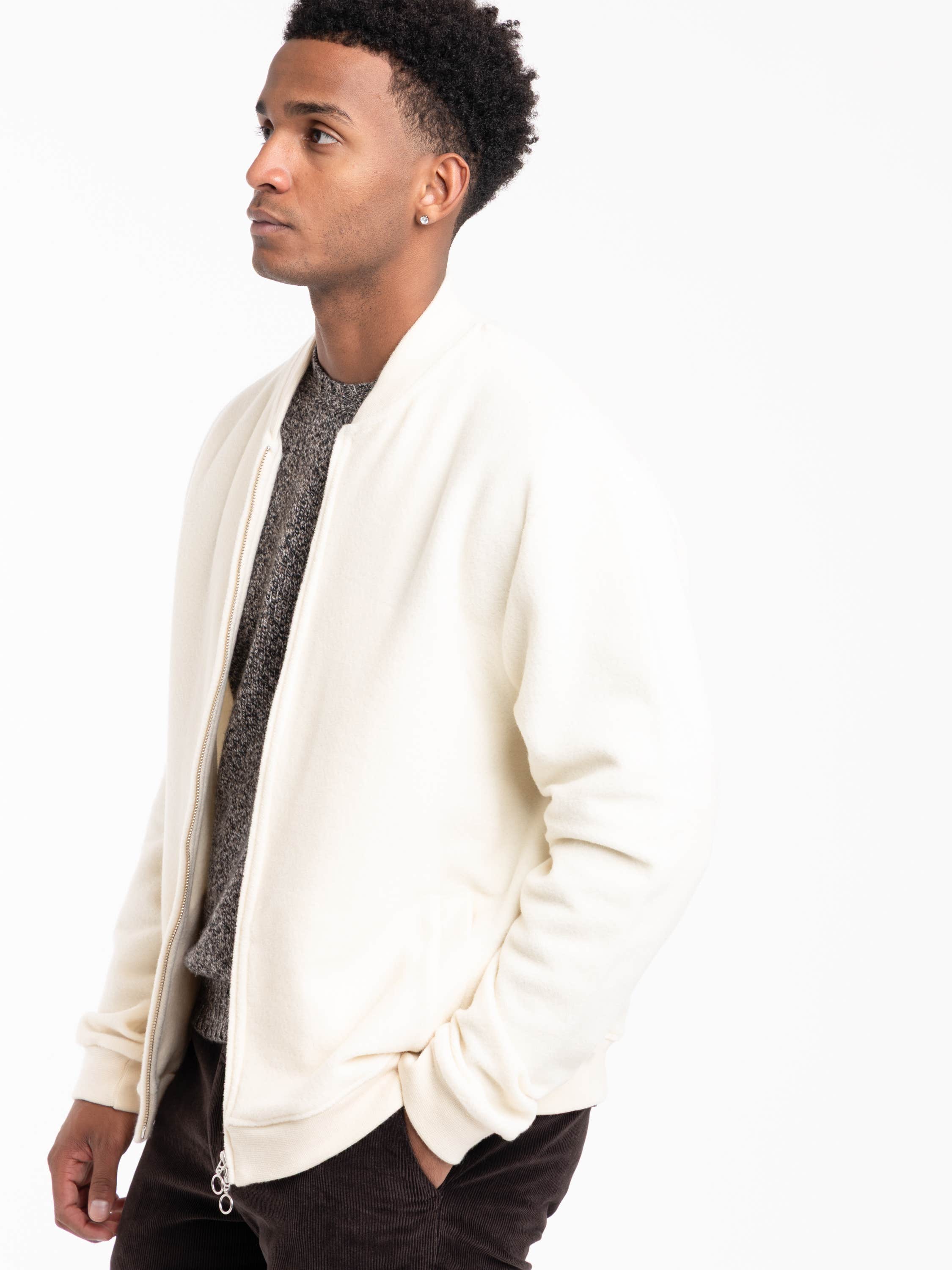 Ivory Blouson Wool-Cotton Jacket