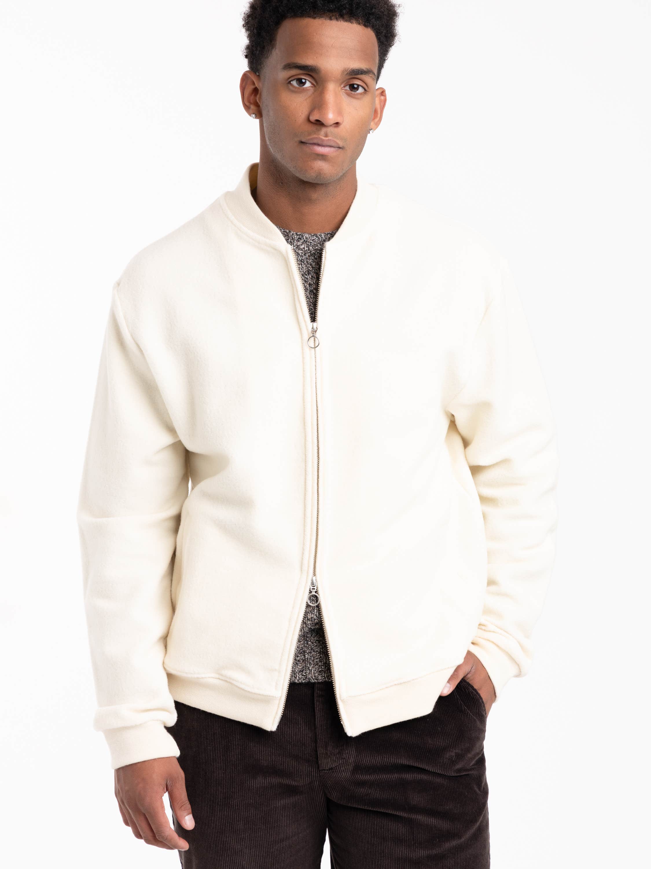 Ivory Blouson Wool-Cotton Jacket