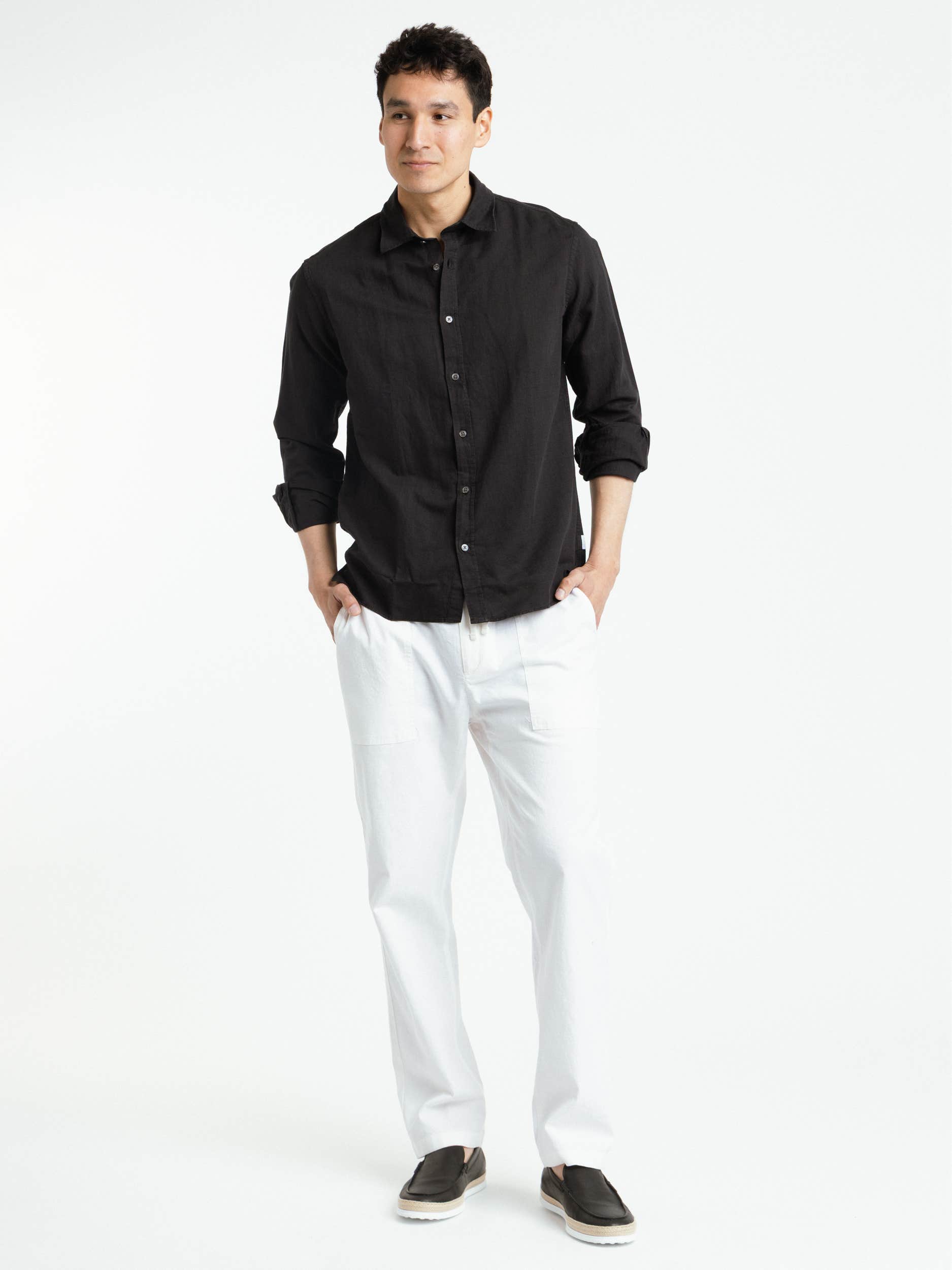 Kent Collar Summer Shirt In Black
