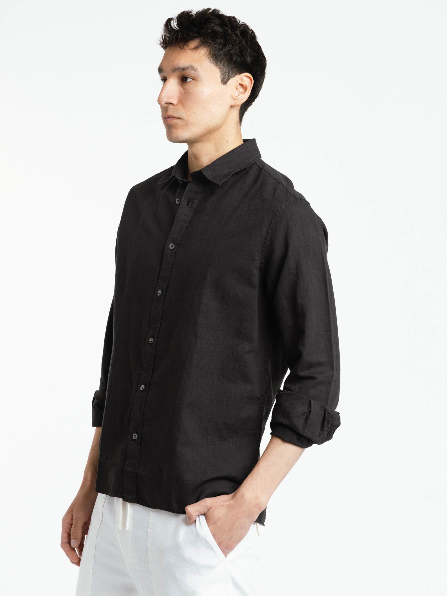 Kent Collar Summer Shirt In Black