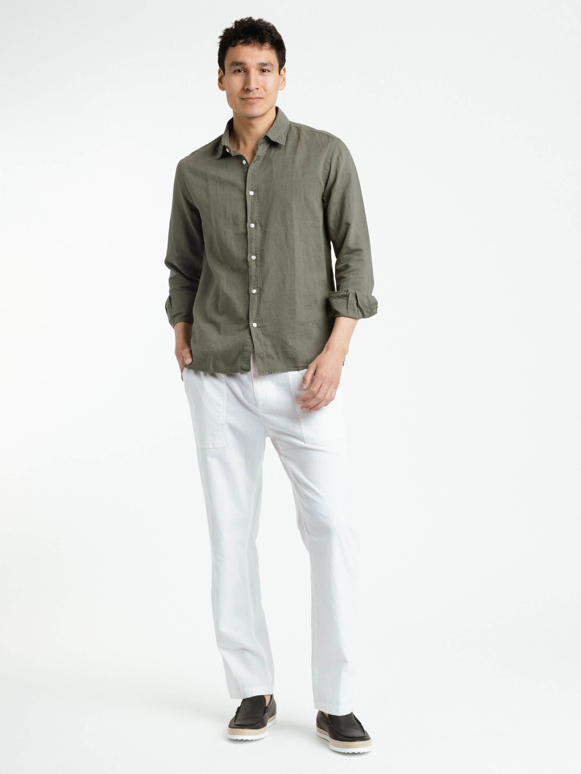 Kent Collar Summer Shirt In Olive
