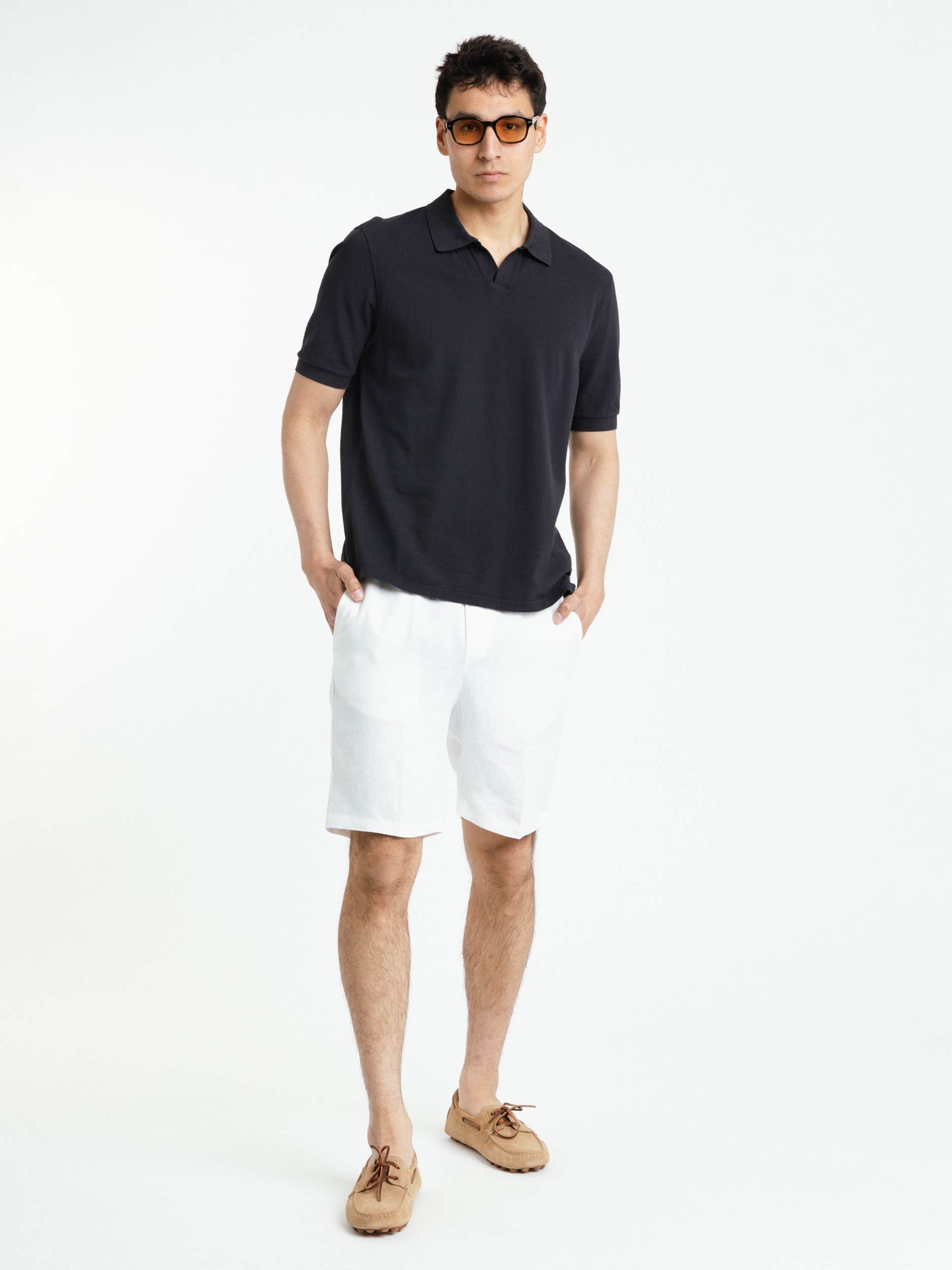 Navy Johnny Polo Cotton Shirt