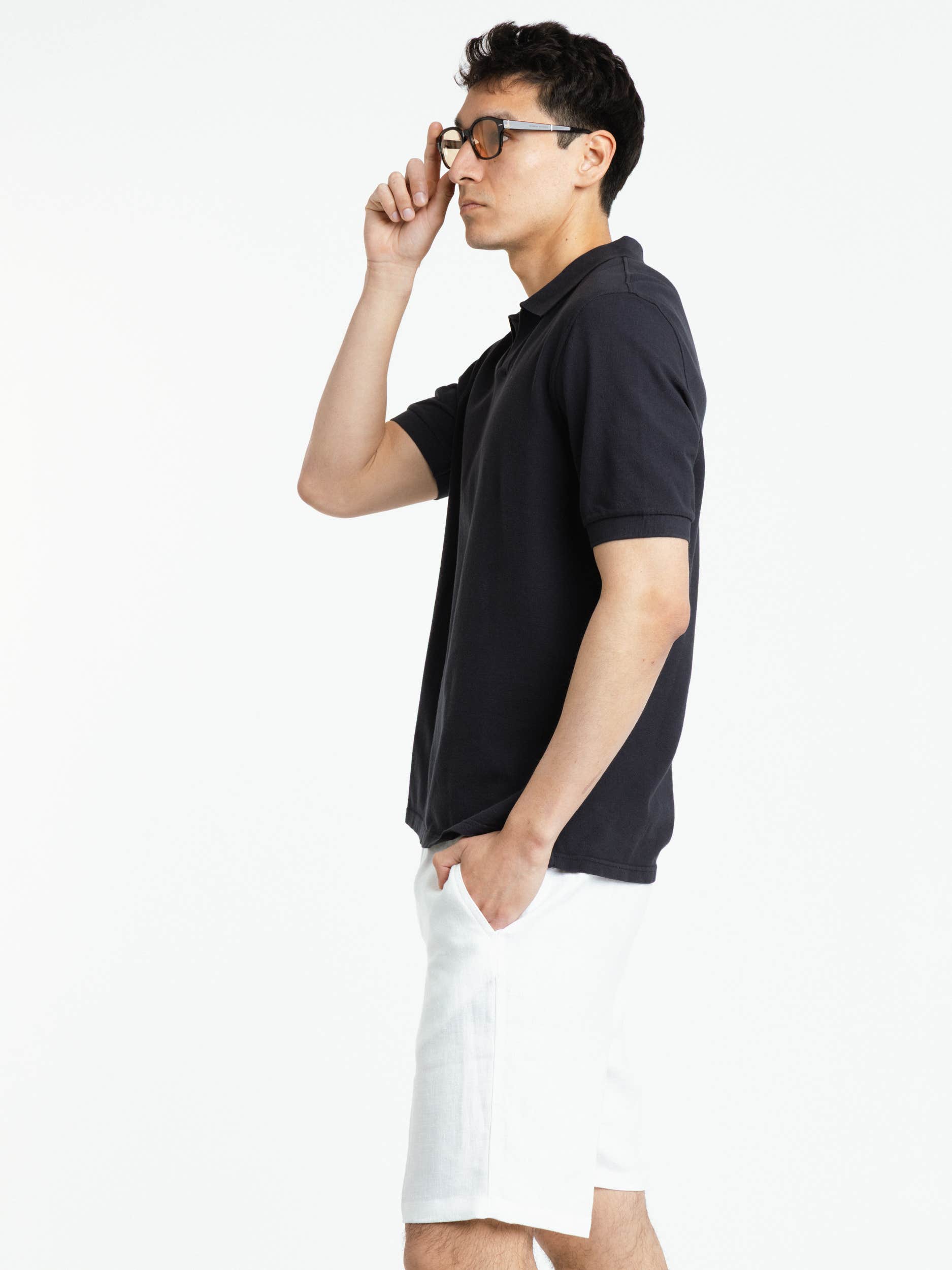Navy Johnny Polo Cotton Shirt