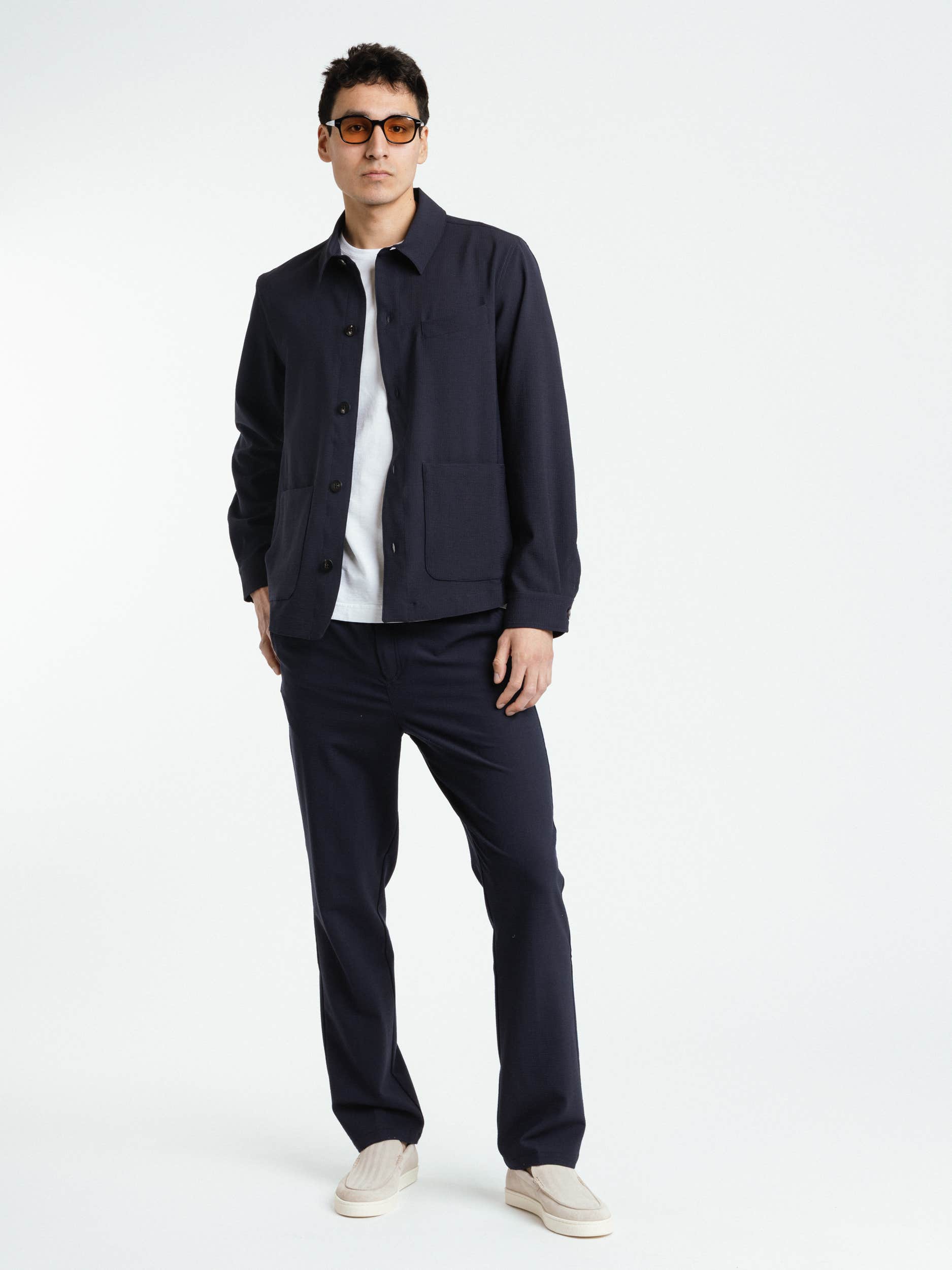 Navy Seersucker Trouser