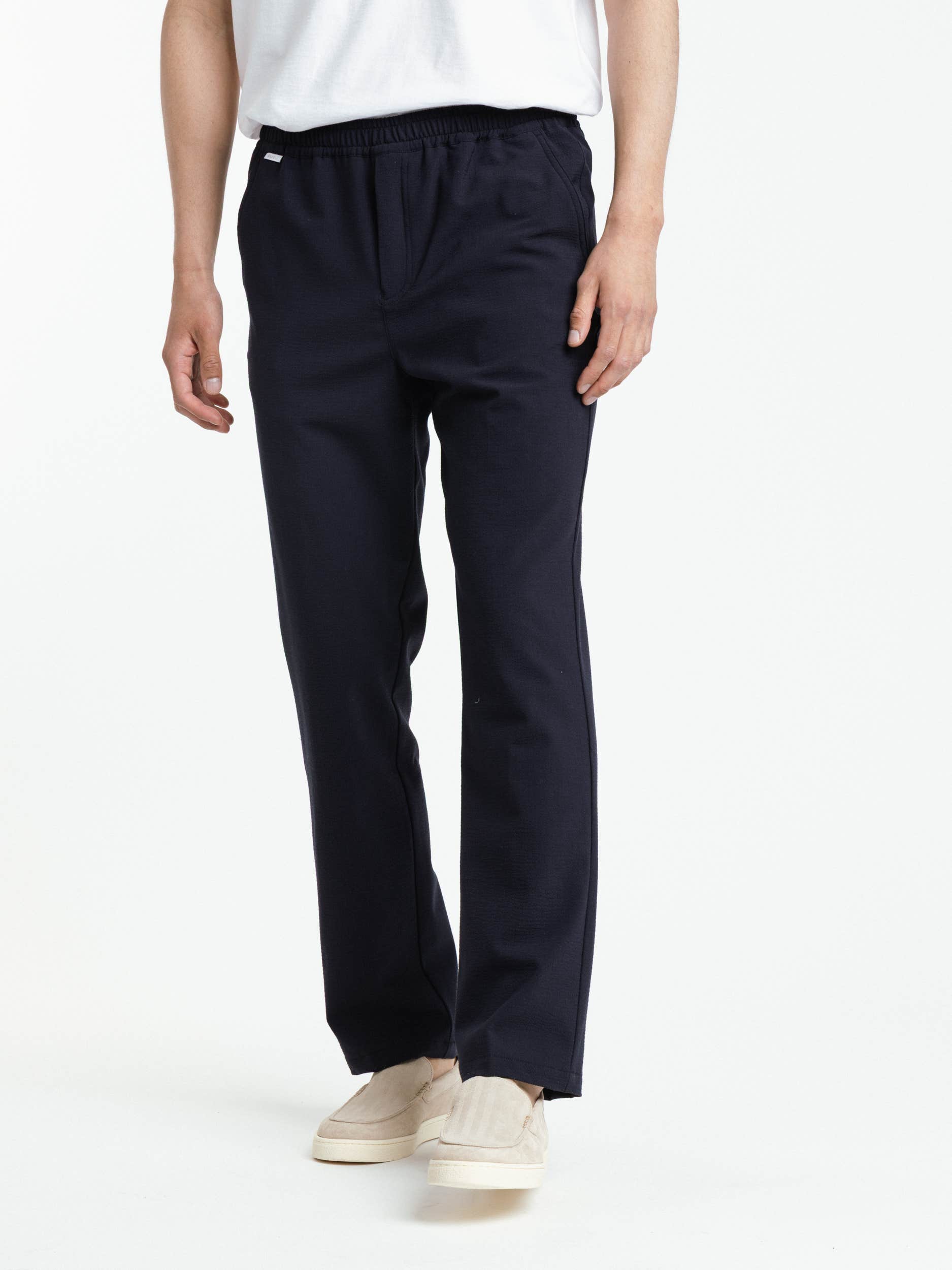 Navy Seersucker Trouser
