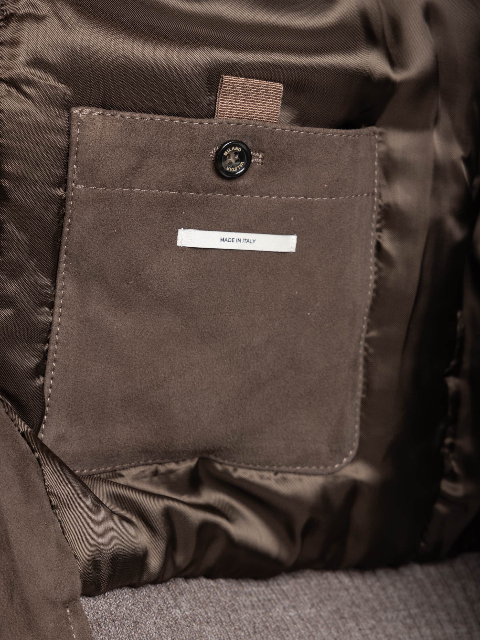 Suede Padded Zip Bomber Jacket with High Collar