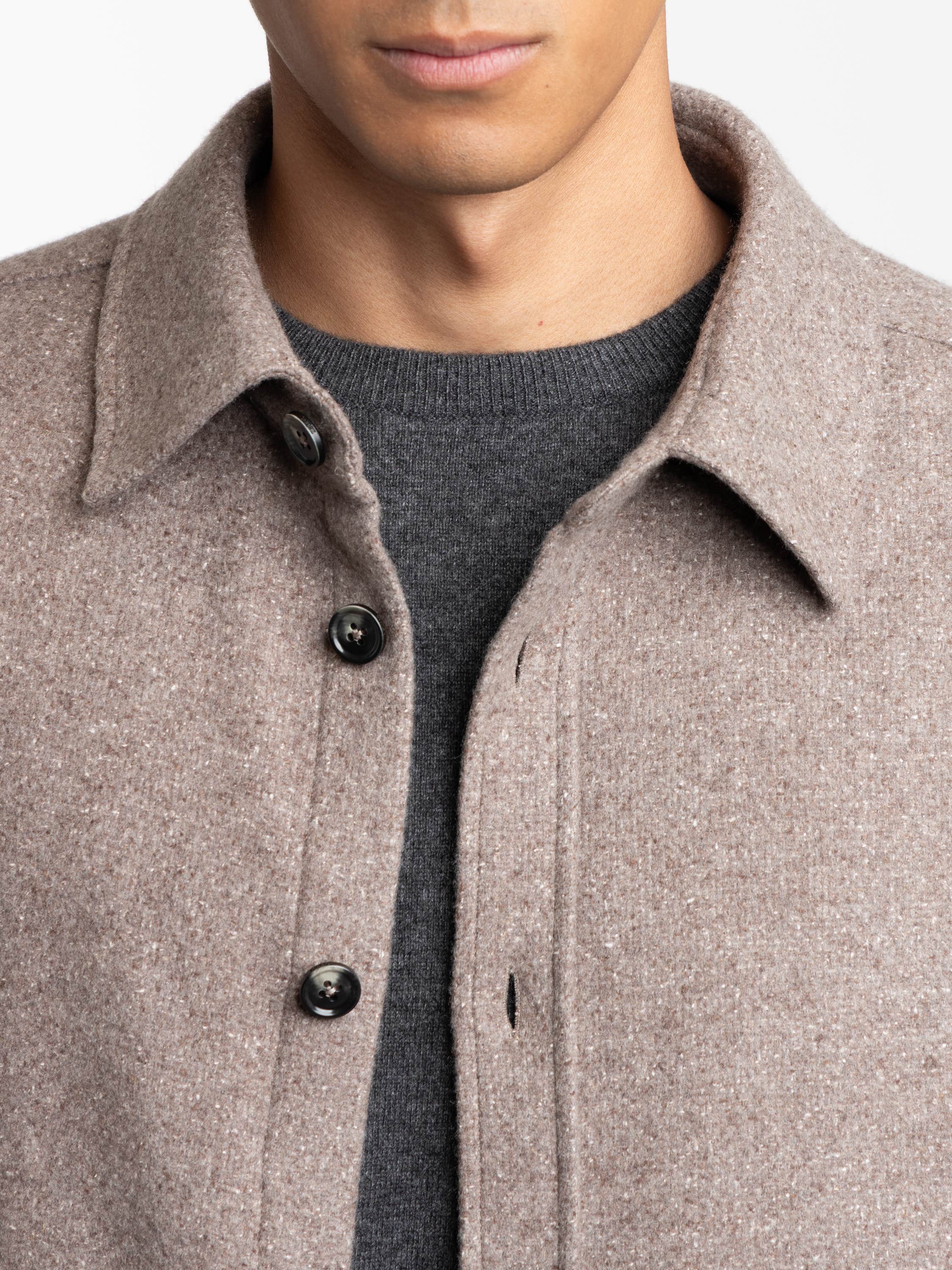 Brown Cashmere and Silk Overshirt