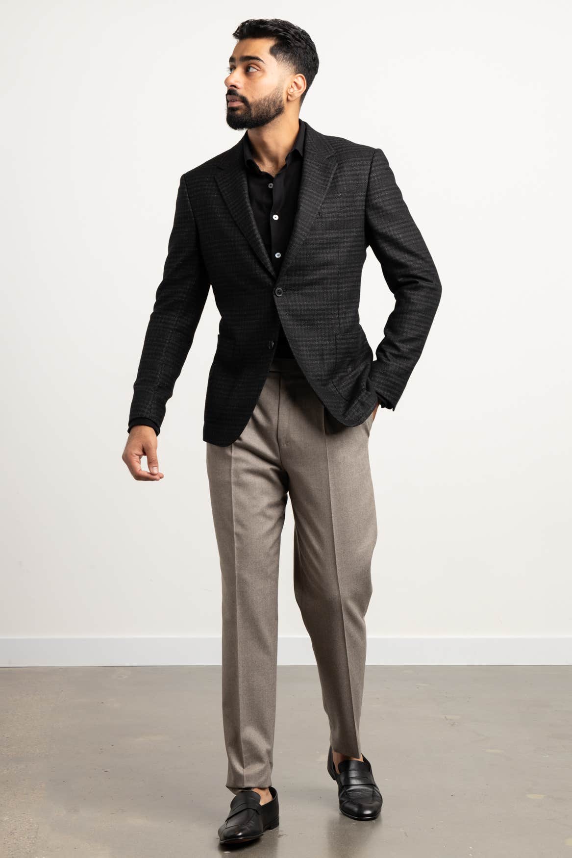 Black Check Cashmere Sport Jacket