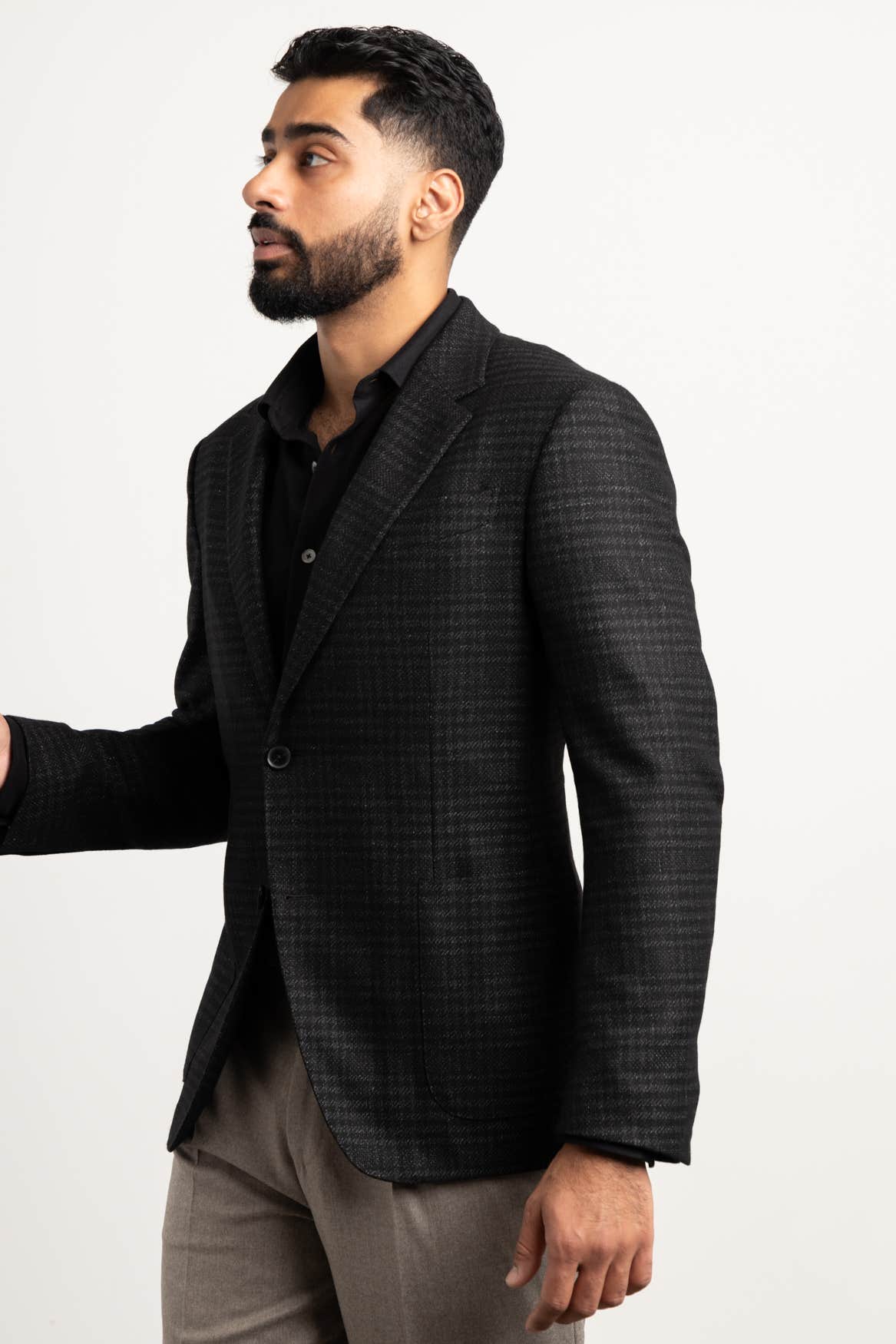 Black Check Cashmere Sport Jacket