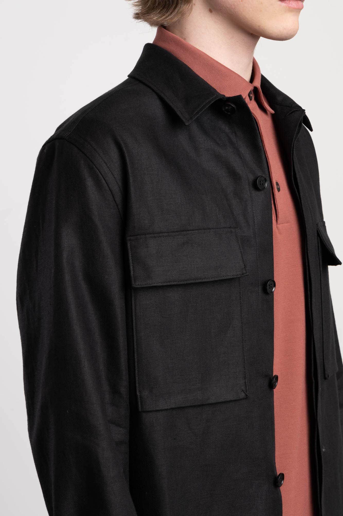 Black Linen Overshirt