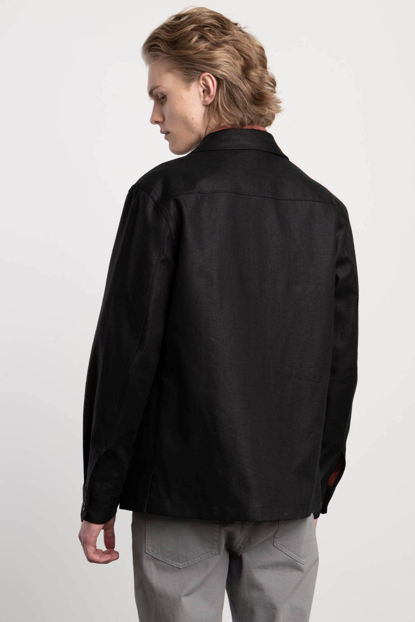 Black Linen Overshirt