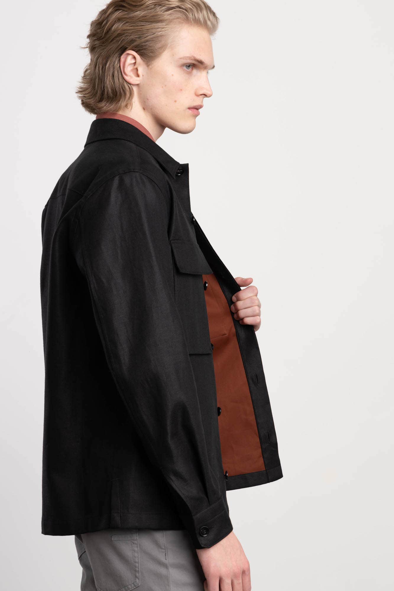 Black Linen Overshirt