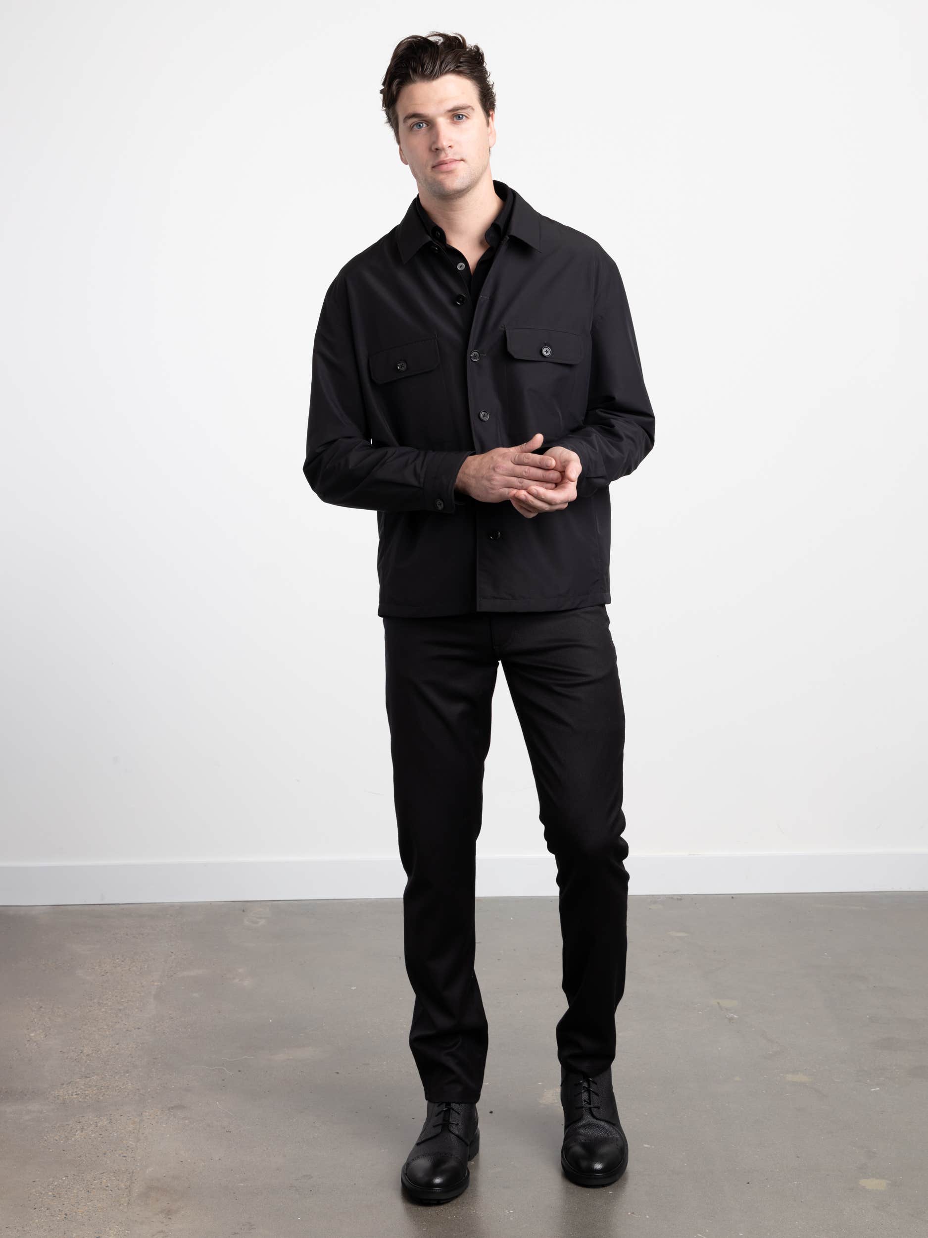 Black High Performance™ Wool Overshirt