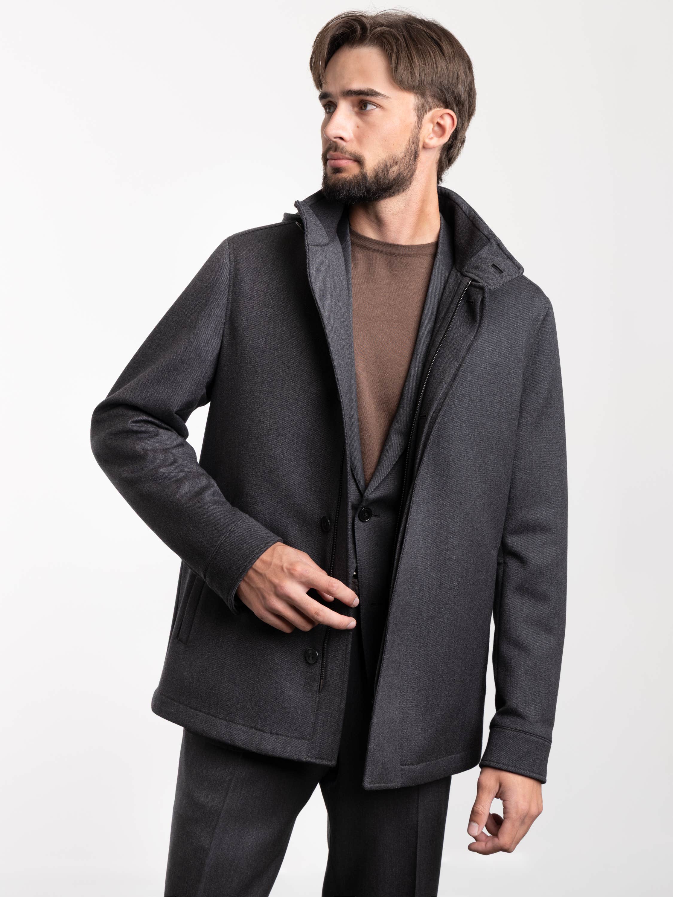 Dark Grey Wool And Cashmere Jacket