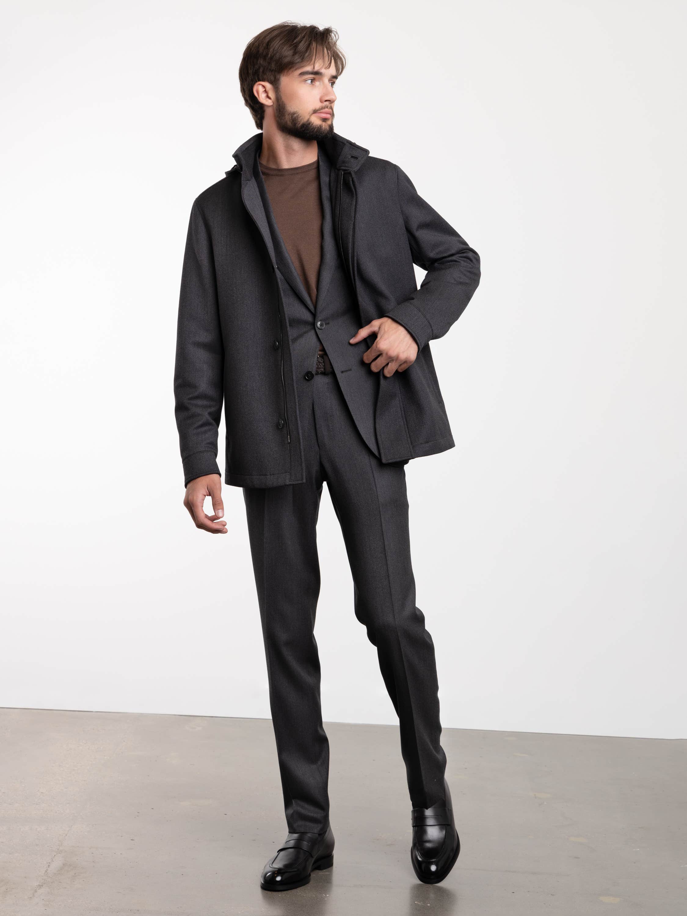 Dark Grey Wool And Cashmere Jacket