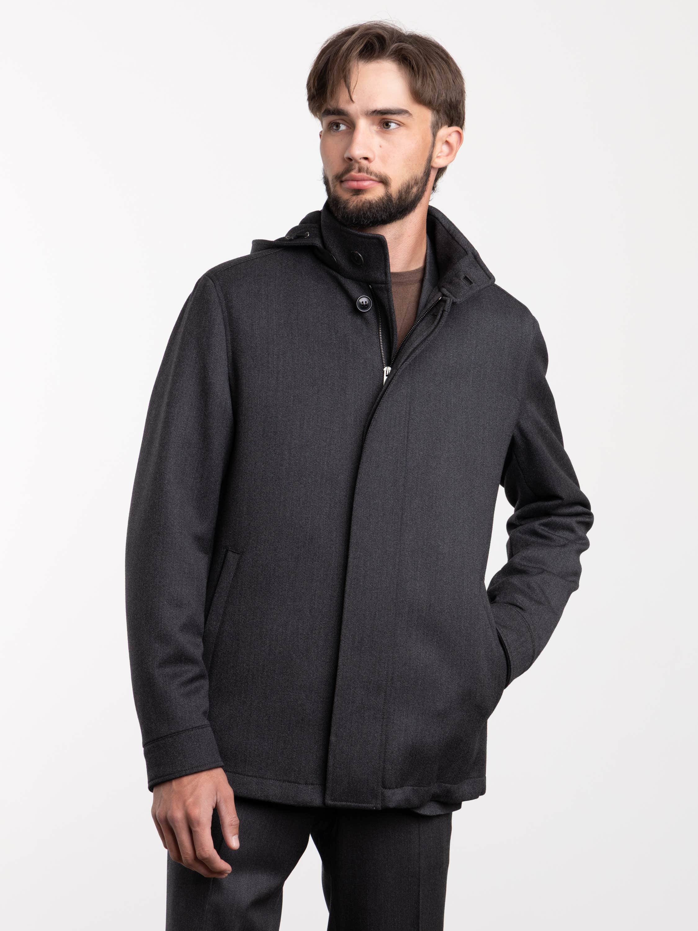 Dark Grey Wool And Cashmere Jacket